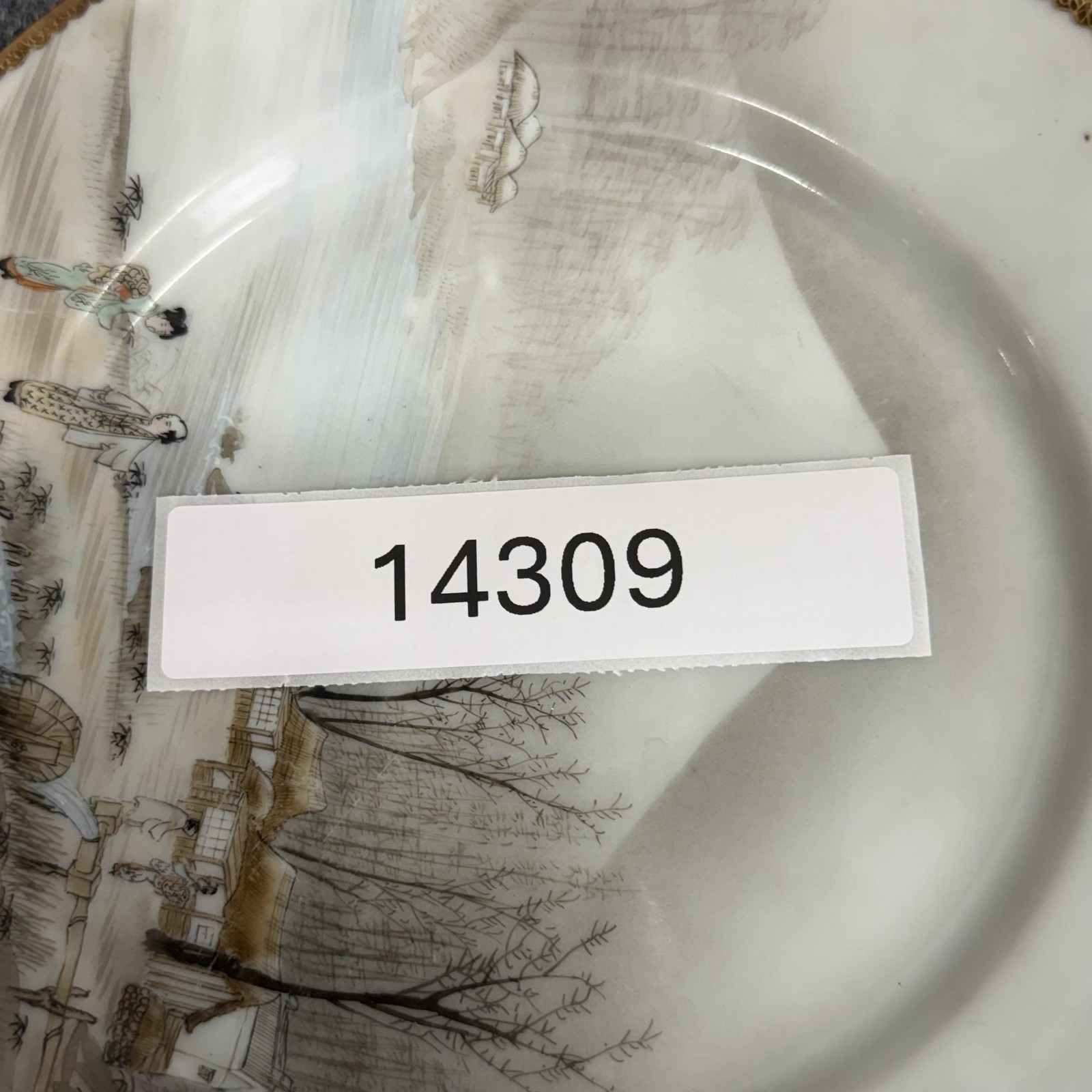 VTG 1930s Japanese Kutani Porcelain Plate 8.5″ Asian Landscape Gold Rim Scenic