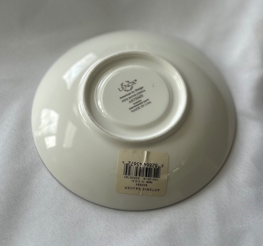 Lenox Artemis Tea Saucer White Bone China Embossed Floral Pattern Elegant Dining