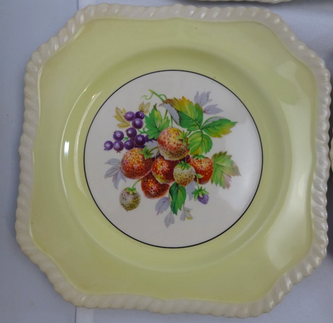5 VINTAGE JOHNSON BROS SQUARE LUNCHEON PLATES 7.25″ CALIFORNIA COLORS PASTEL DM