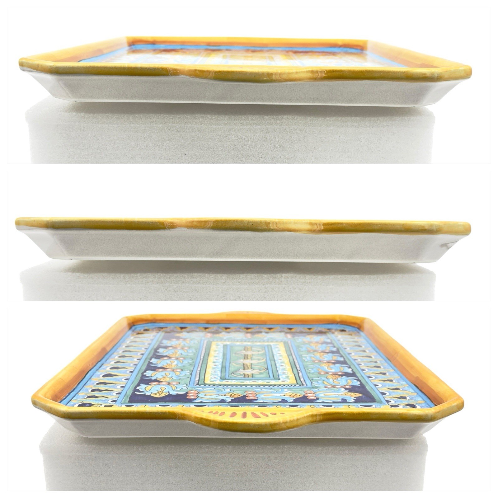Italian Deruta Majolica Pottery Platter Hand Painted Rectangular Serving Tray