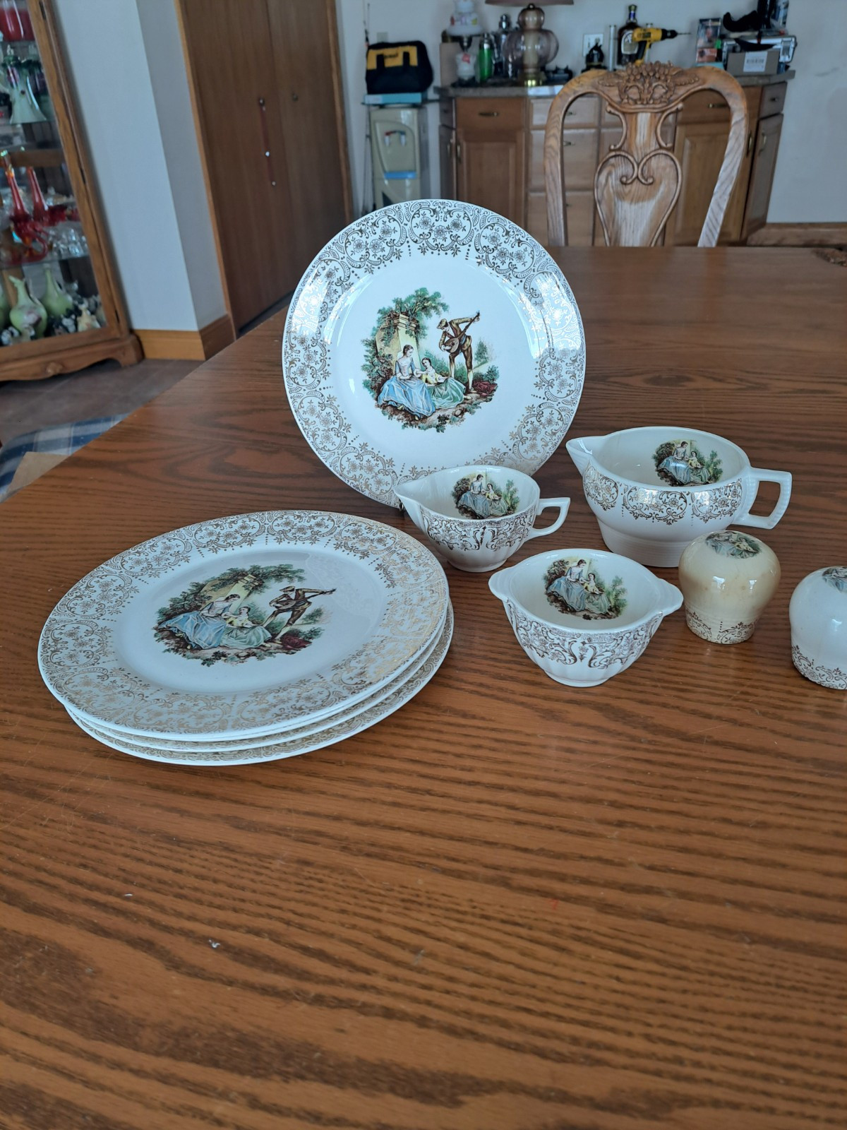 Triumph USA Limoges 22K China Triumph Courting Couples 11 Piece Grouping