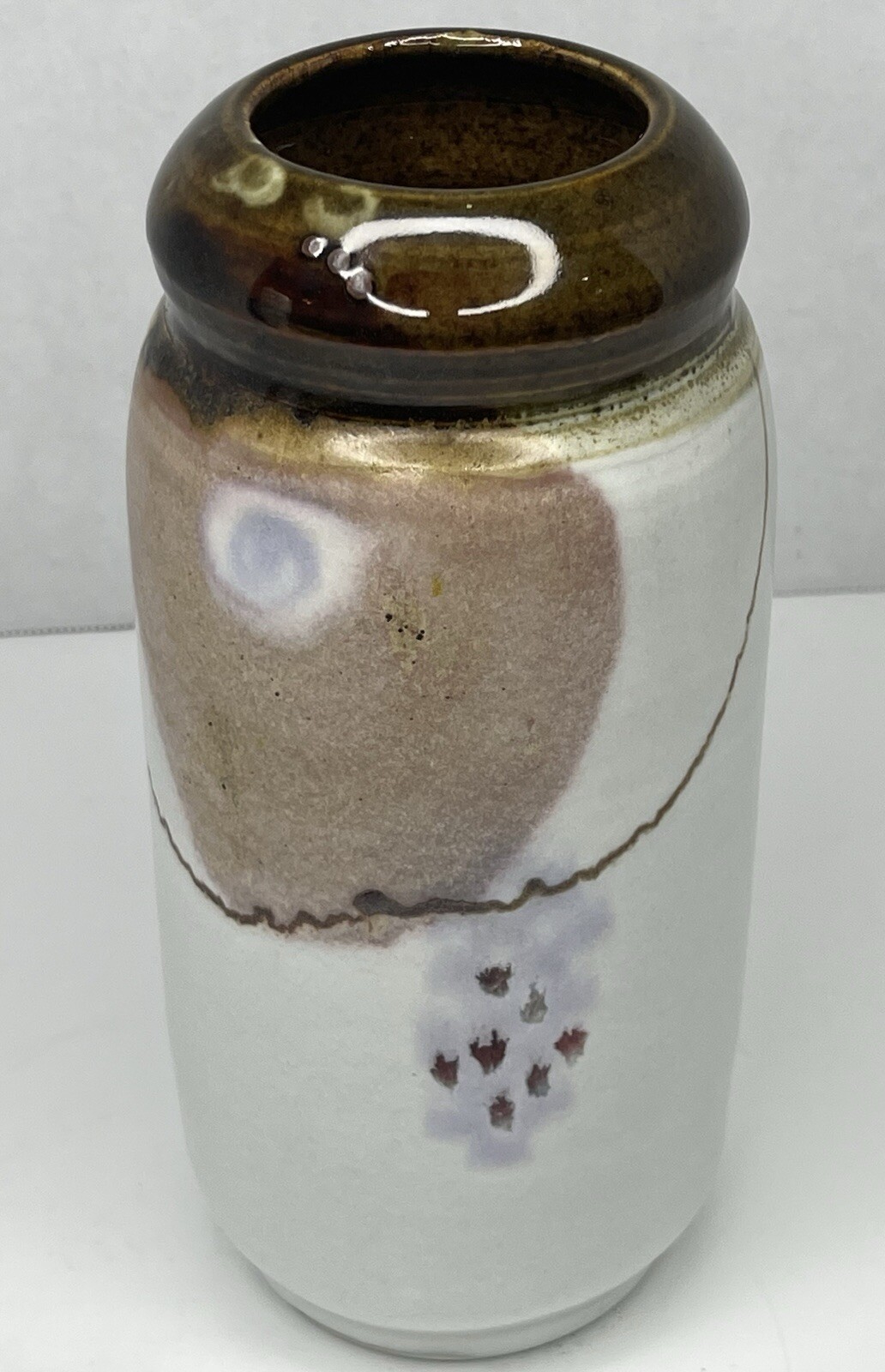 Vintage Raymond Serrano Signed Studio Art Pottery 9” Vase Glazed Ceramic Seattle