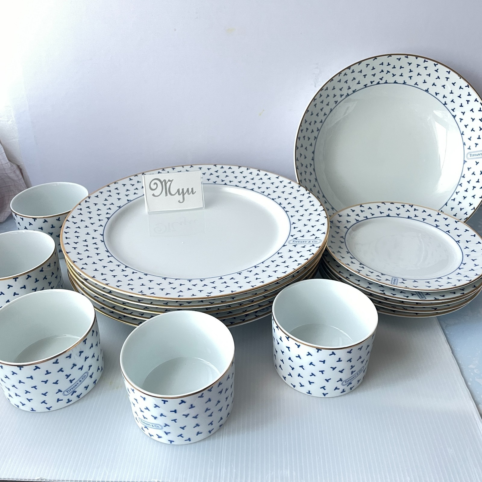 TIFFANY & Co. Dancing T Tableware Set of 16 pcs Cocotte Plate Bowl