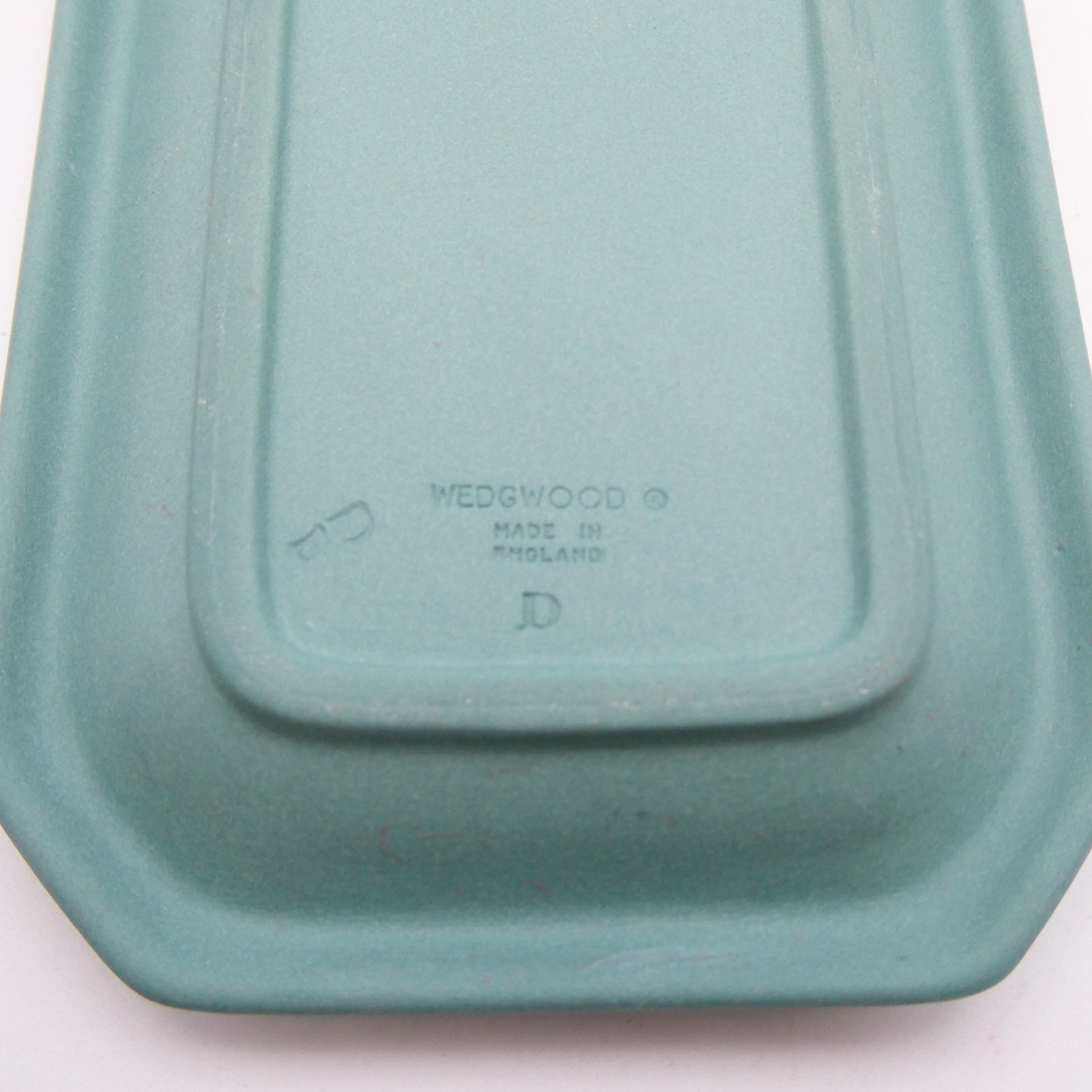 Wedgwood Jasperware Teal Rectangular Pin Tray Sea Shell Scallop 6×3.25 inch VTG