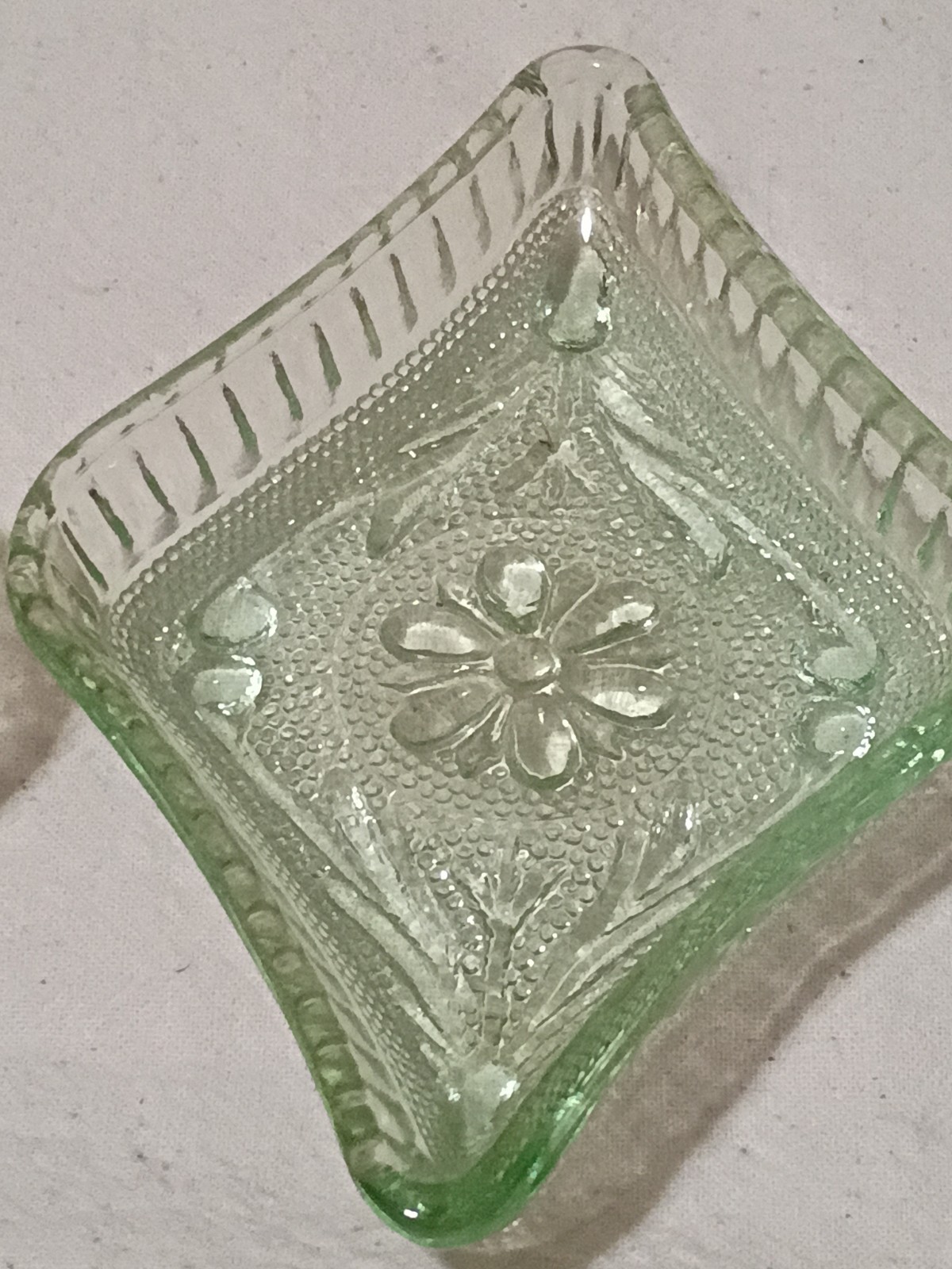 Vintage Pair Tiara Indiana Glass Chantilly Trinket Dish’s Green
