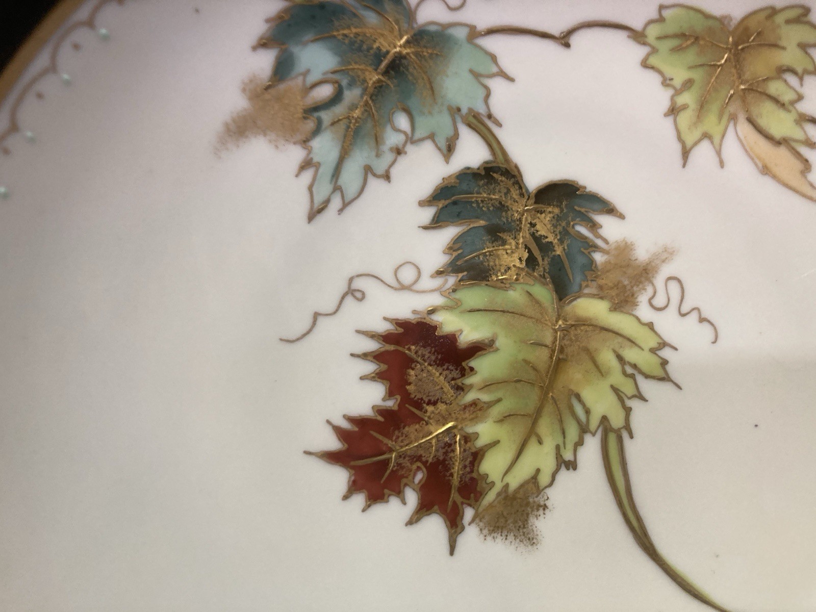 Lovely Antique Hand Painted Bowl / Austria / Pickard China / Fall Leaves