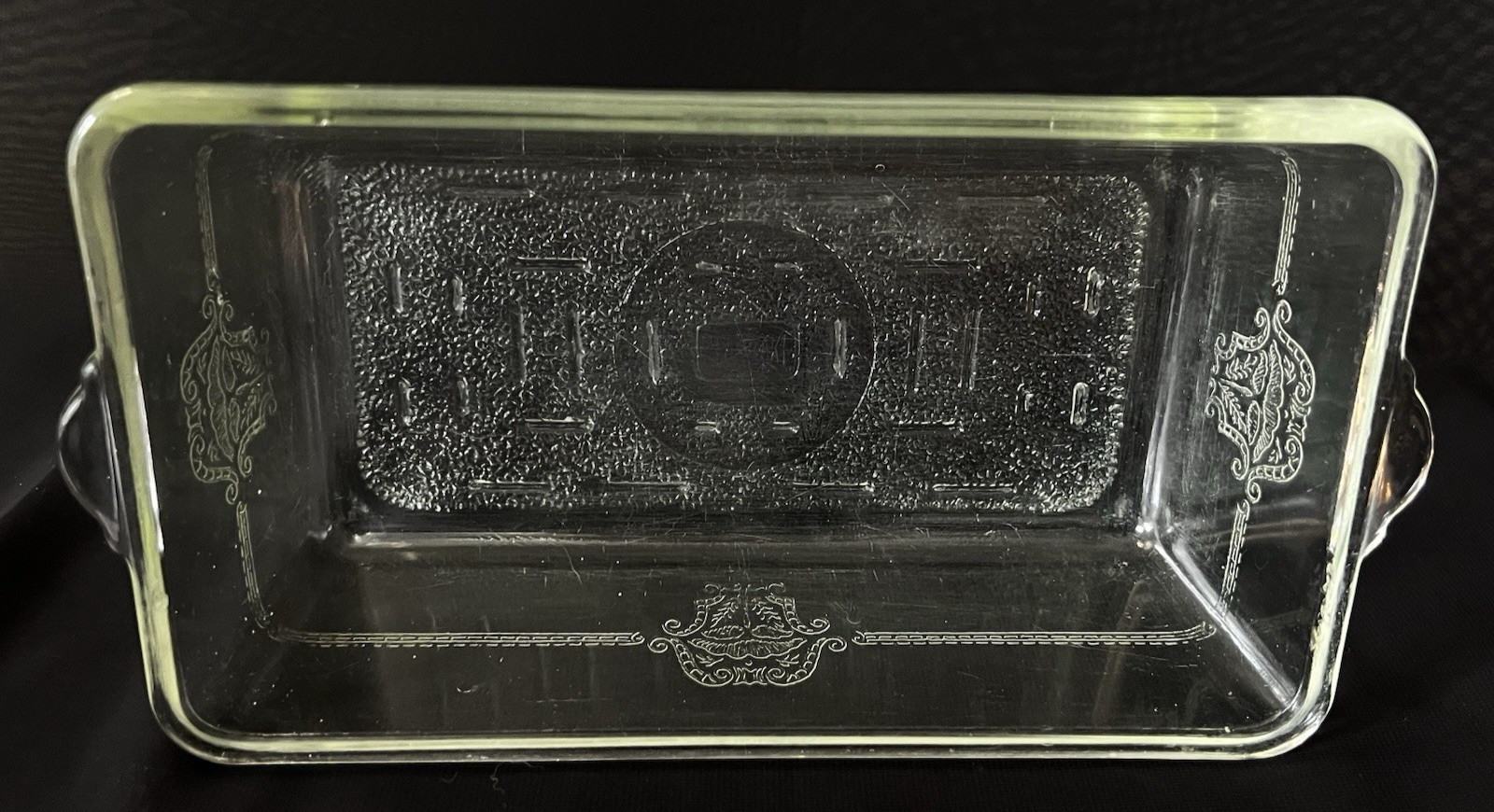 Vintage Glasbake 254 Loaf Pan Clear Glass Baking Dish Art Deco Pattern USA