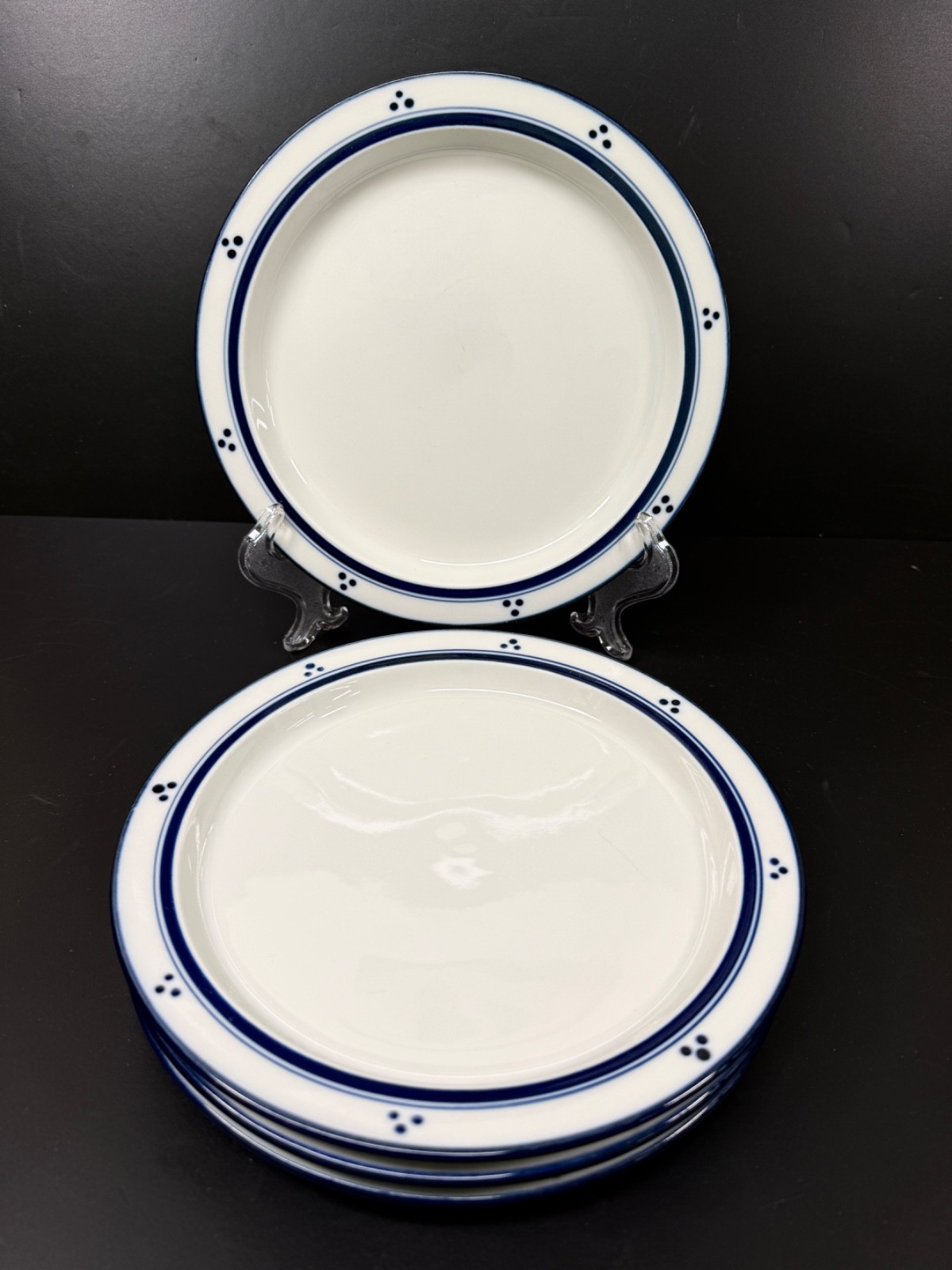 SET OF 4 Dansk Bistro Fredriksborg Blue 8 5/8″ Salad Dessert Plates