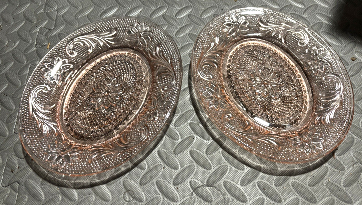 Indiana Tiara Pink Sandwich Glass Oval Snack Plates – Set Of 2