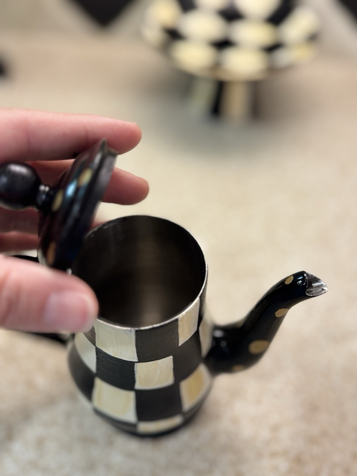 McKenzie Childs INSPIRED Mini Creamer And Pedestal