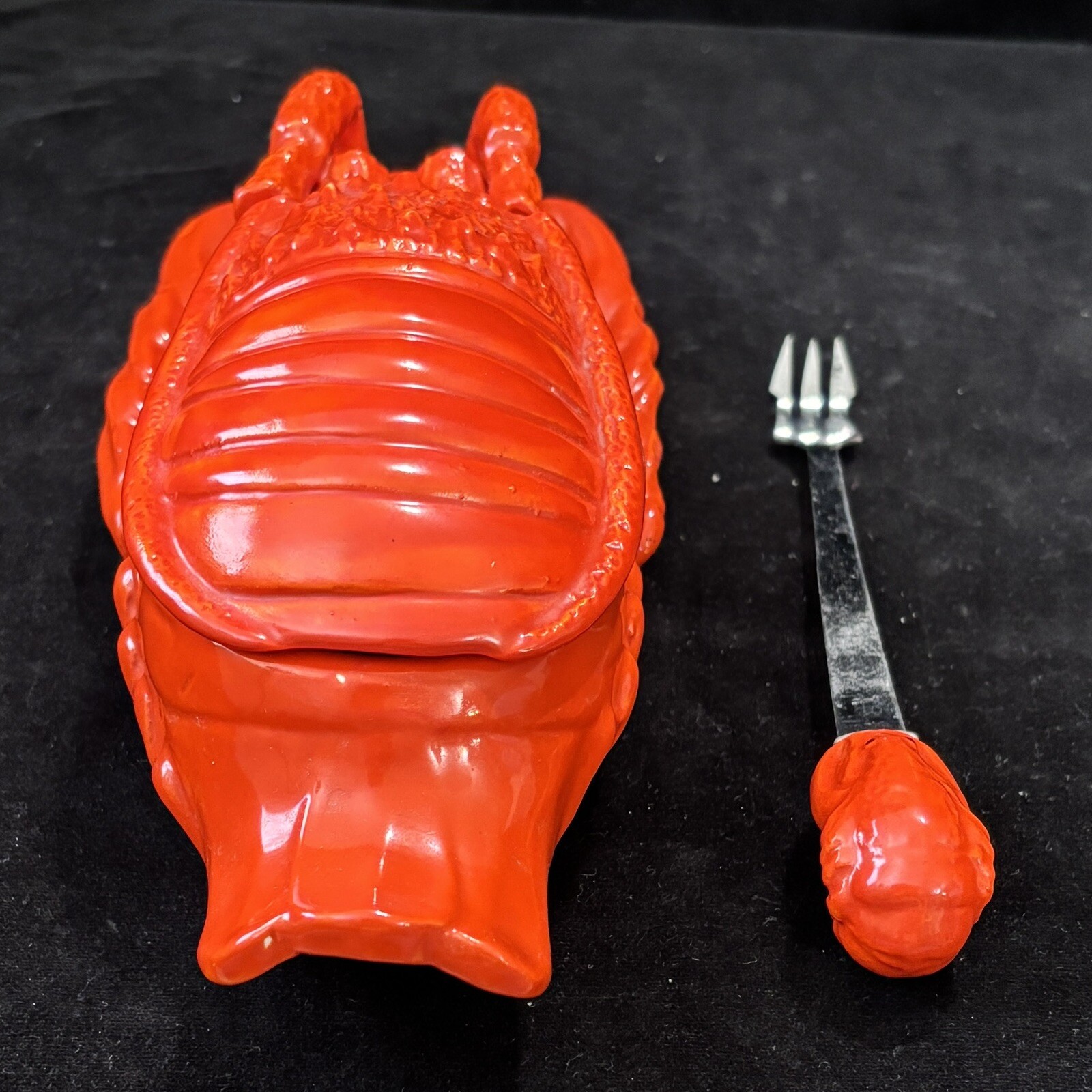 Red Lobster Ceramic Dish w/ Lid And Fork Kitchen Dining Seafood