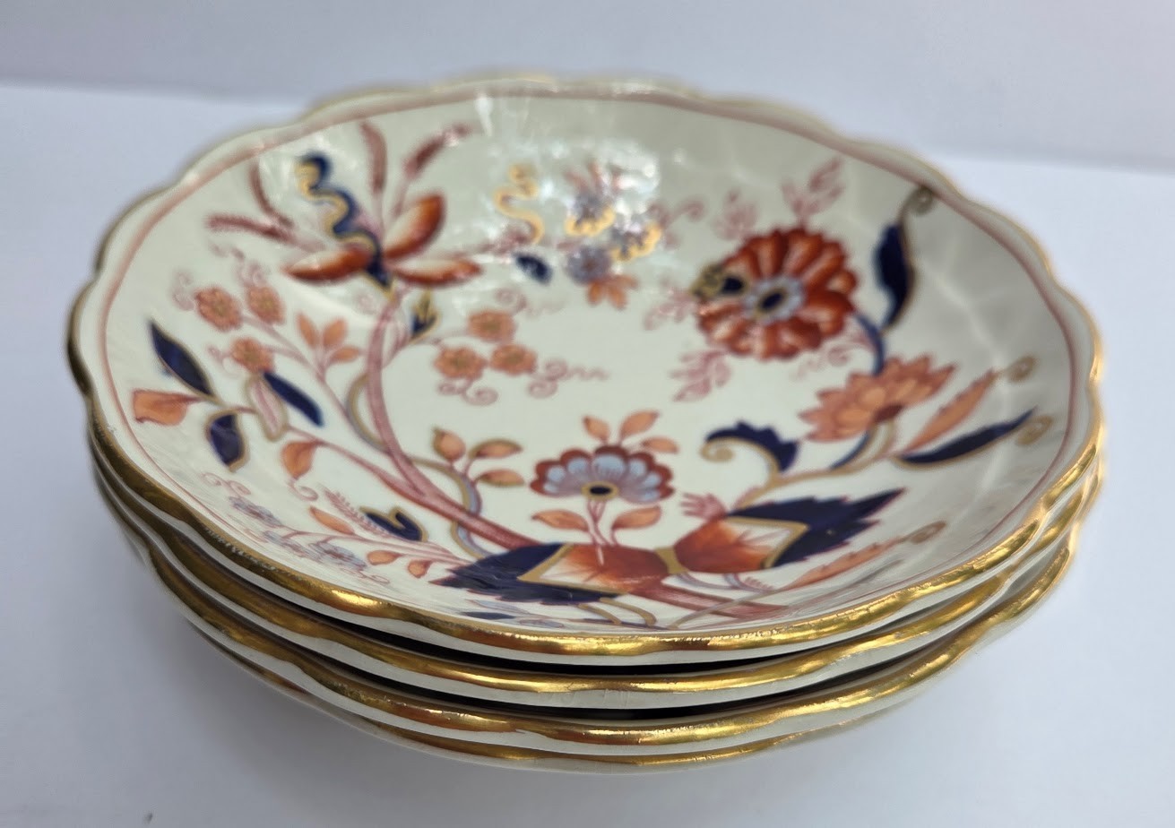 4 Booths FRESIAN Imari fruit dessert bowls 5 1/4” Gold England A8022 Lot