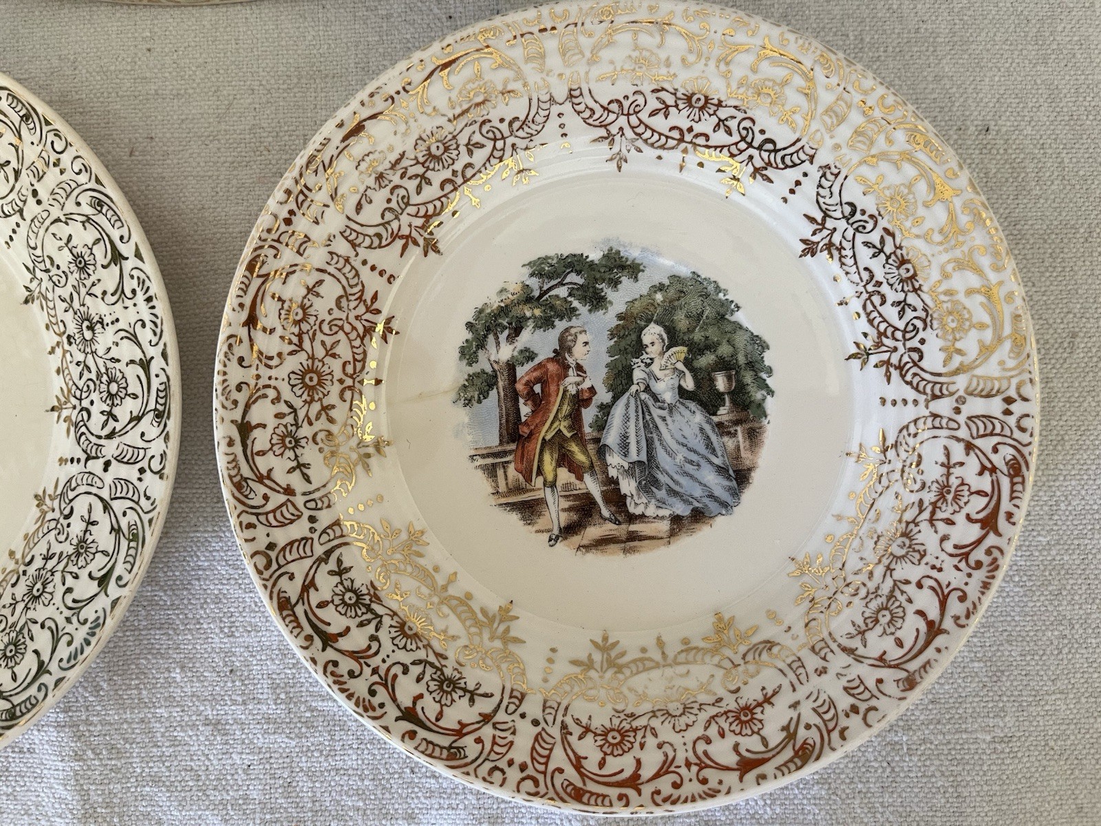 American Limoges Triumph China D’or 22K Gold Bread Plate Vintage Lot of 3