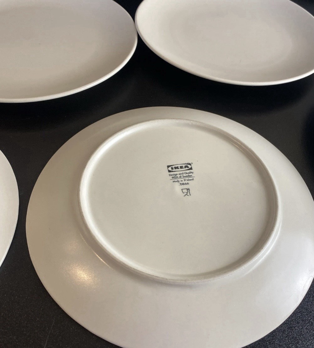 SET 4 IKEA 7 7/8″ Light Sand color Stoneware Salad Plates 10866 Matte Finish