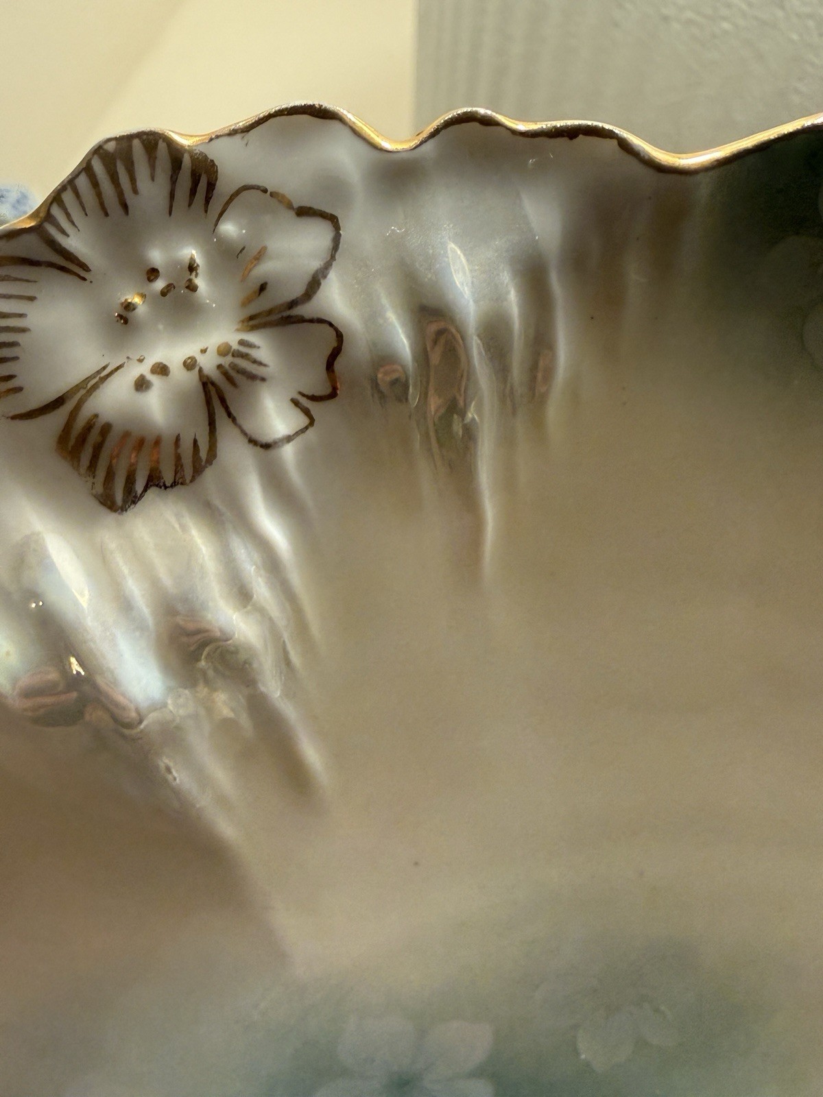 Antique RS Prussia Mold Reflecting Water Lilies Handled Plate 10.25″