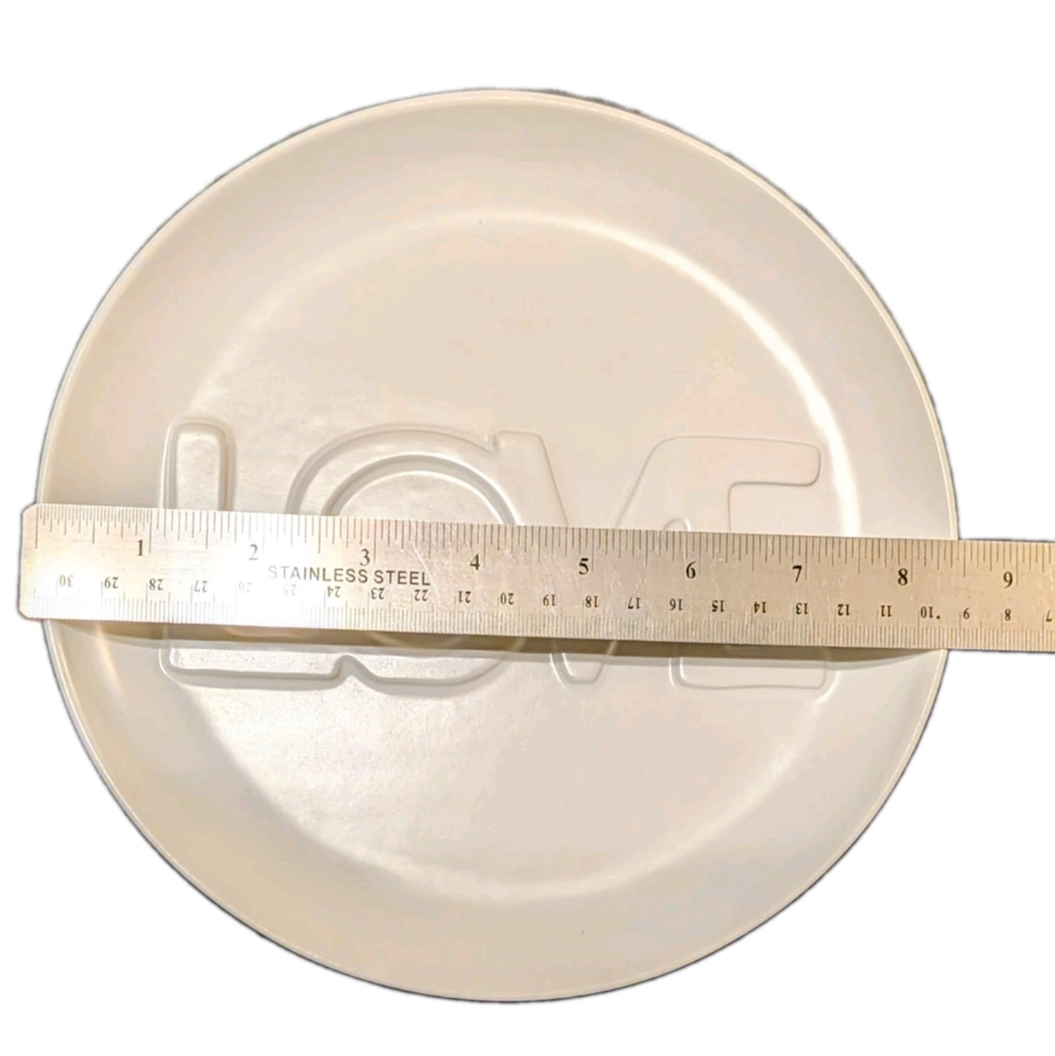 RARE 4 Crate & Barrel Lucia Eames LOVE Salad Plates White Embossed 2022 NEW NWT!