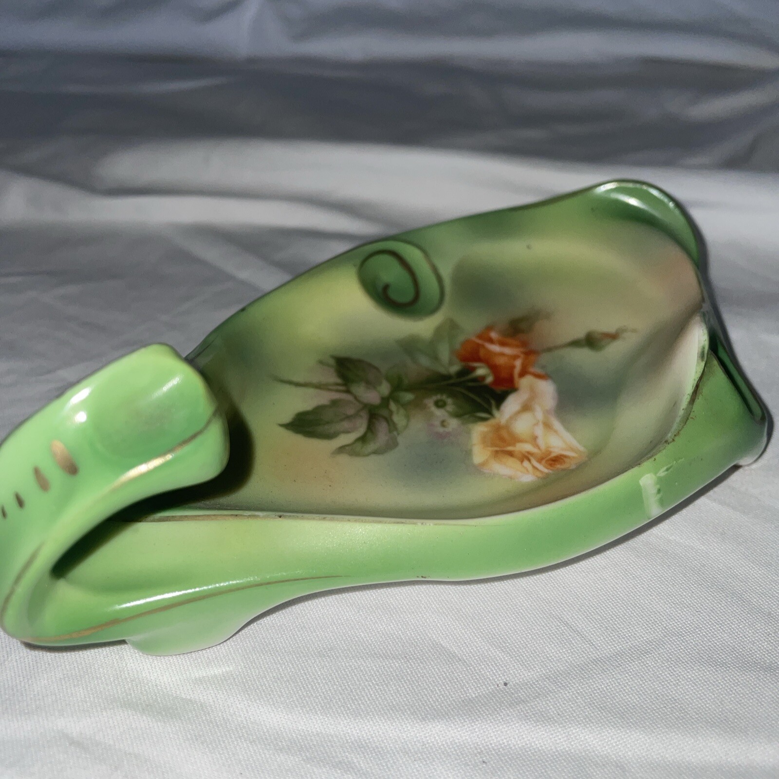 Rare Old Royal Bayreuth Bavarian Porcelain Hand Painted Dish Tray small w handle