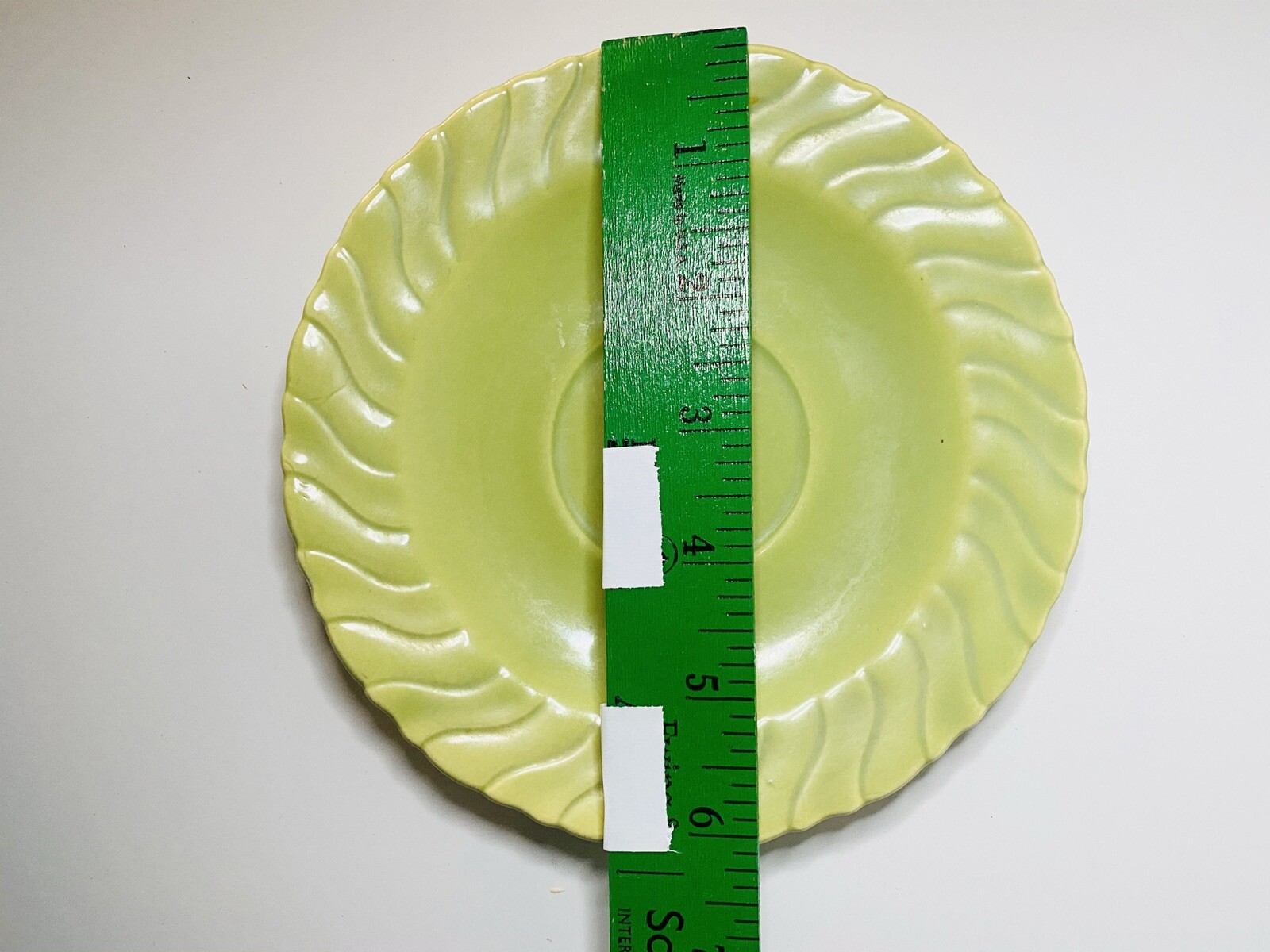 Hollydale Pottery Saucer Swirl Edge Chartreuse Green Vintage California