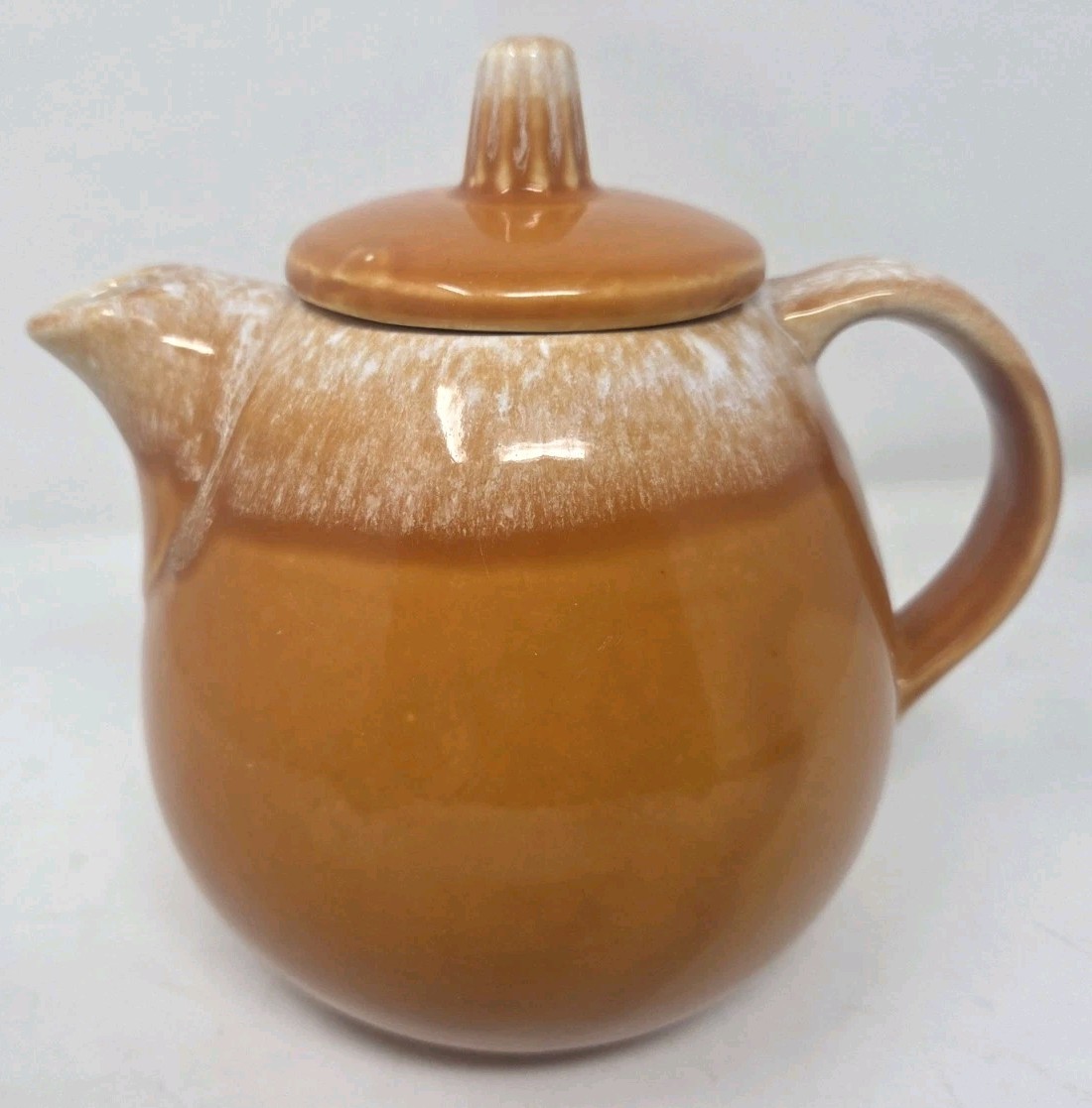 Hull Tangerine Orange Drip Glaze Oven Proof USA Teapot