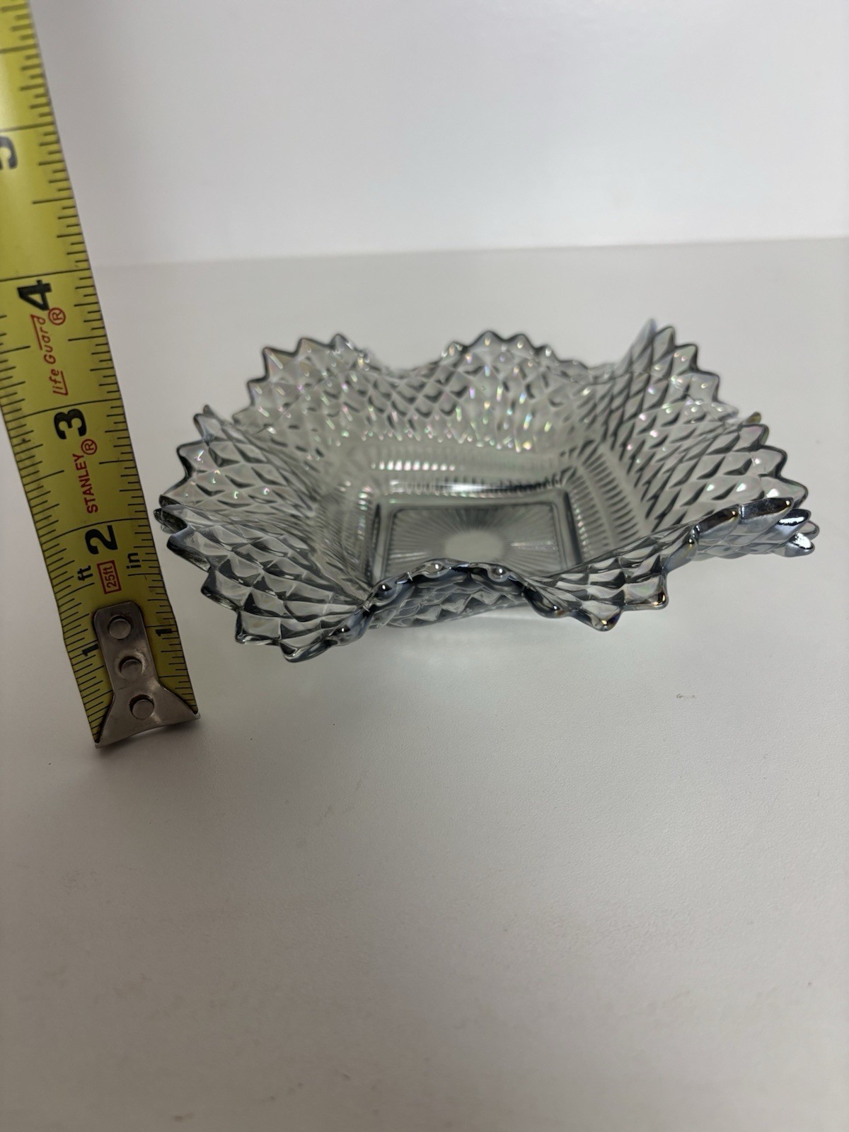 VTG Indiana Glass Smokey Grey Diamond Sawtooth Candy/ Trinket Dish