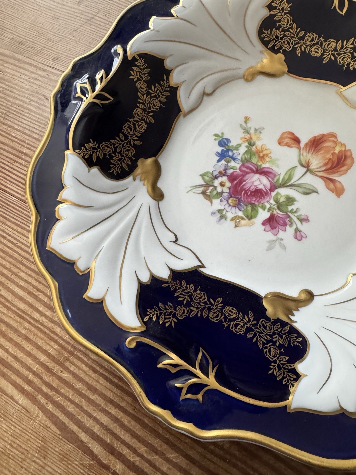 Weimer Echt-Kobalt Porcelain Plate Shallow Bowl GERMANY 12.75” Beautiful Plate
