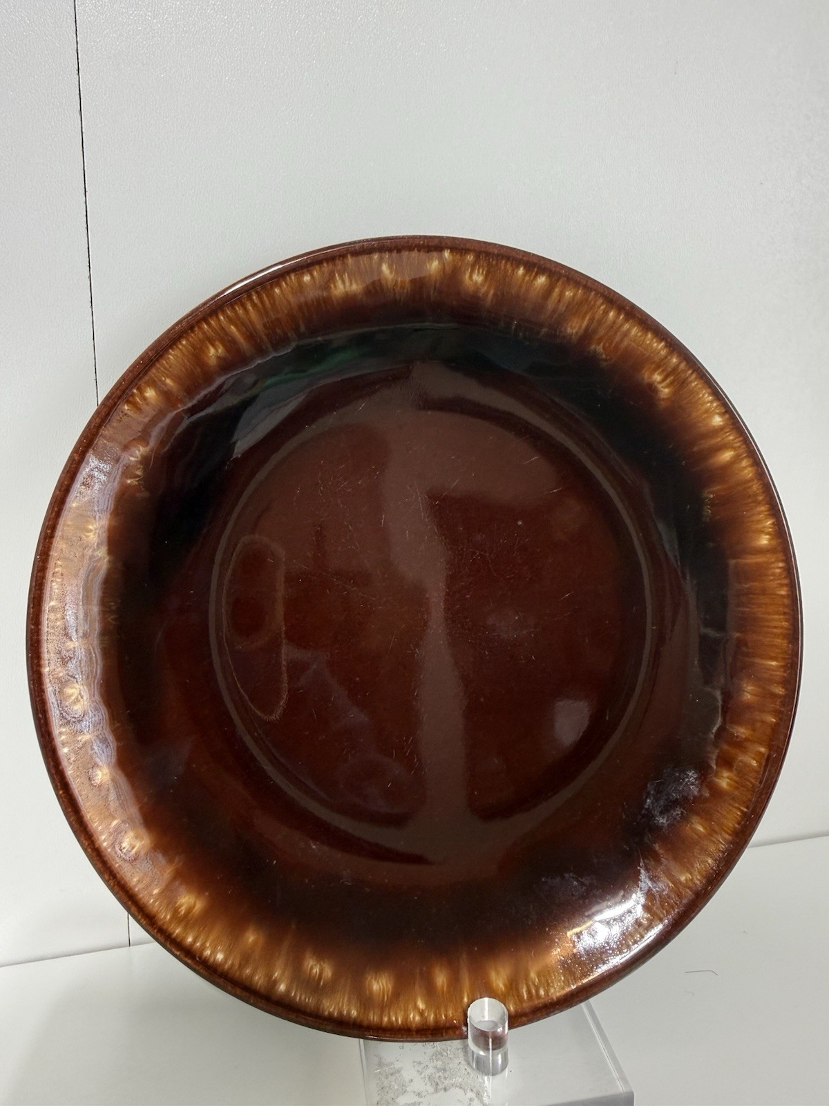 Vintage Brown Drip Glaze Ceramic Dessert Plates Marked USA 6 3/4” Set of 4
