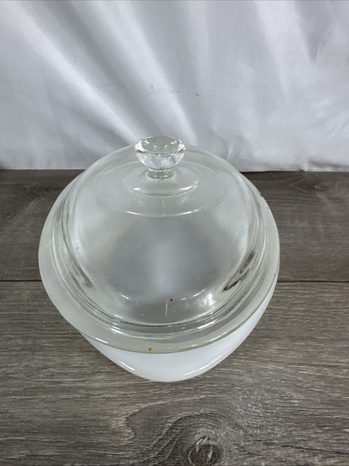 Vintage Glasbake J235 1QT Casserole Dish Green Daisy Milk Glass Oval with Lid