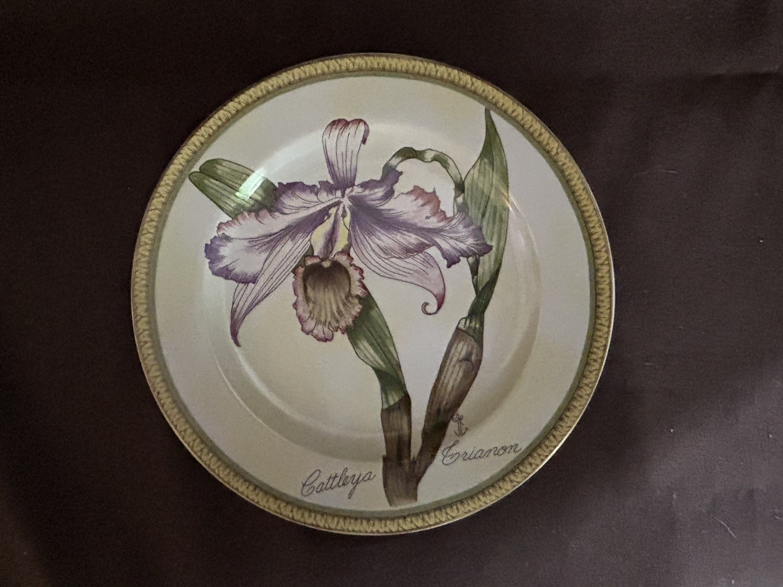 Vintage American Atelier Botanical 8″ Decorative Plates Orchid & Iris Set Of 4