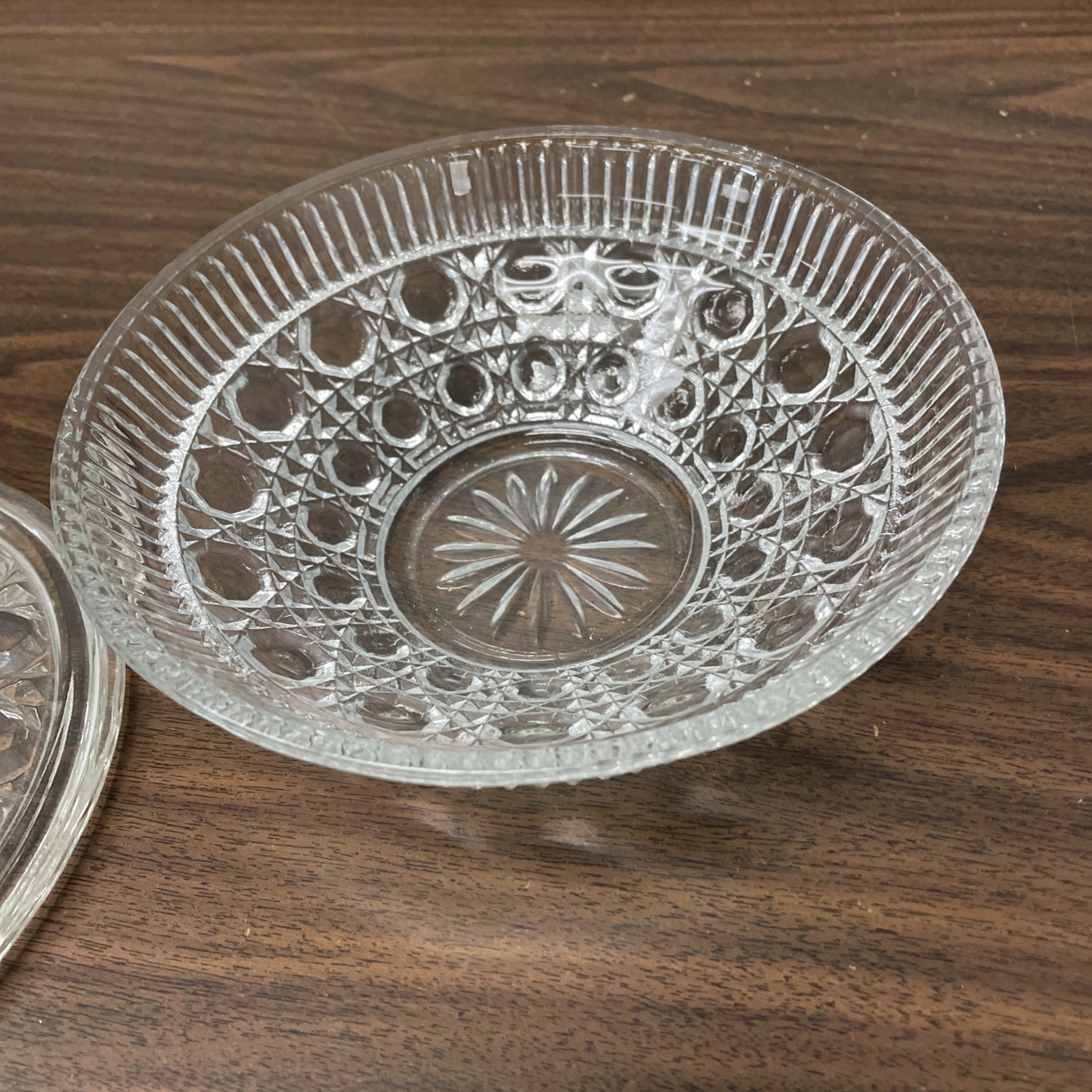 Vintage Federal Glass Candy Dish Windsor Clear with Lid Excellent No Chips