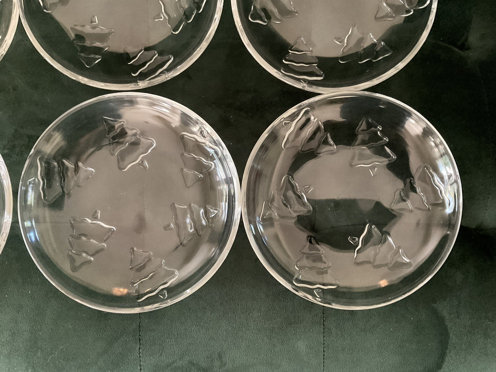 Arcoroc Glass Dessert Christmas Plates Holiday Trees 1 set of 8 in Original Box