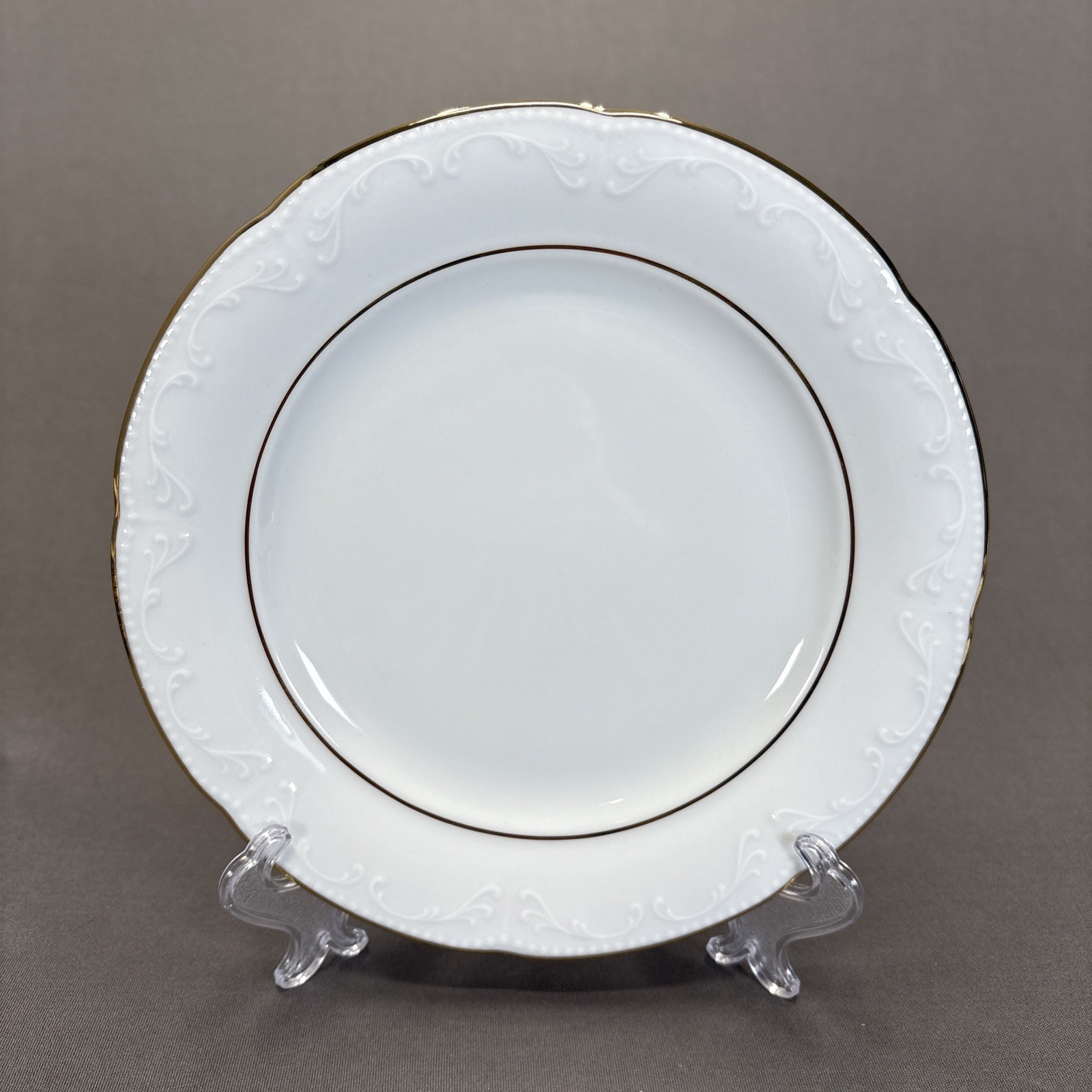 Mitterteich Bavaria Salad Plate 7 1/2″ Set of 4 Gold Trim Verge Embossed Scrolls