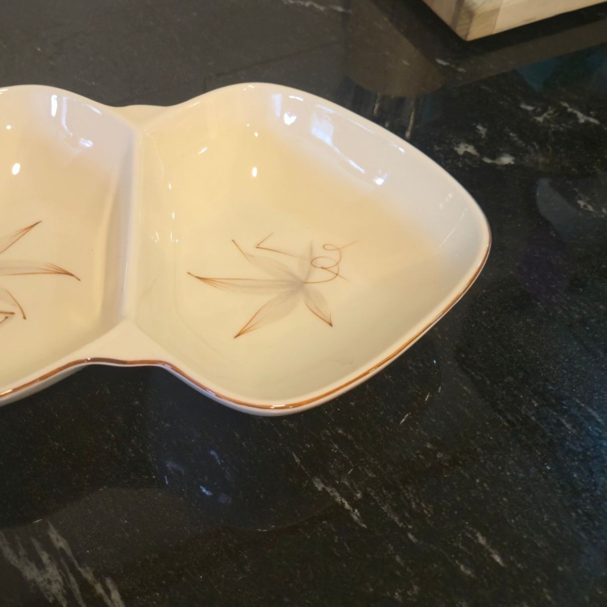 Vintage Winfield Passion Flower divided serving dish Made in USA Pottery 13″