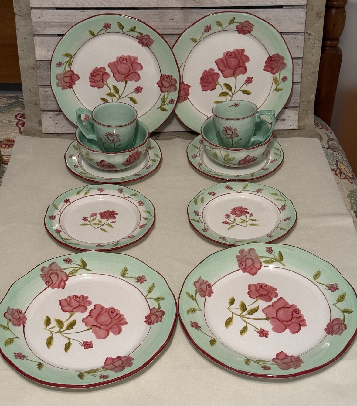 12pc Rose Garden by Canterbury Potteries Toby Pieri design 2 Place Settings Plus