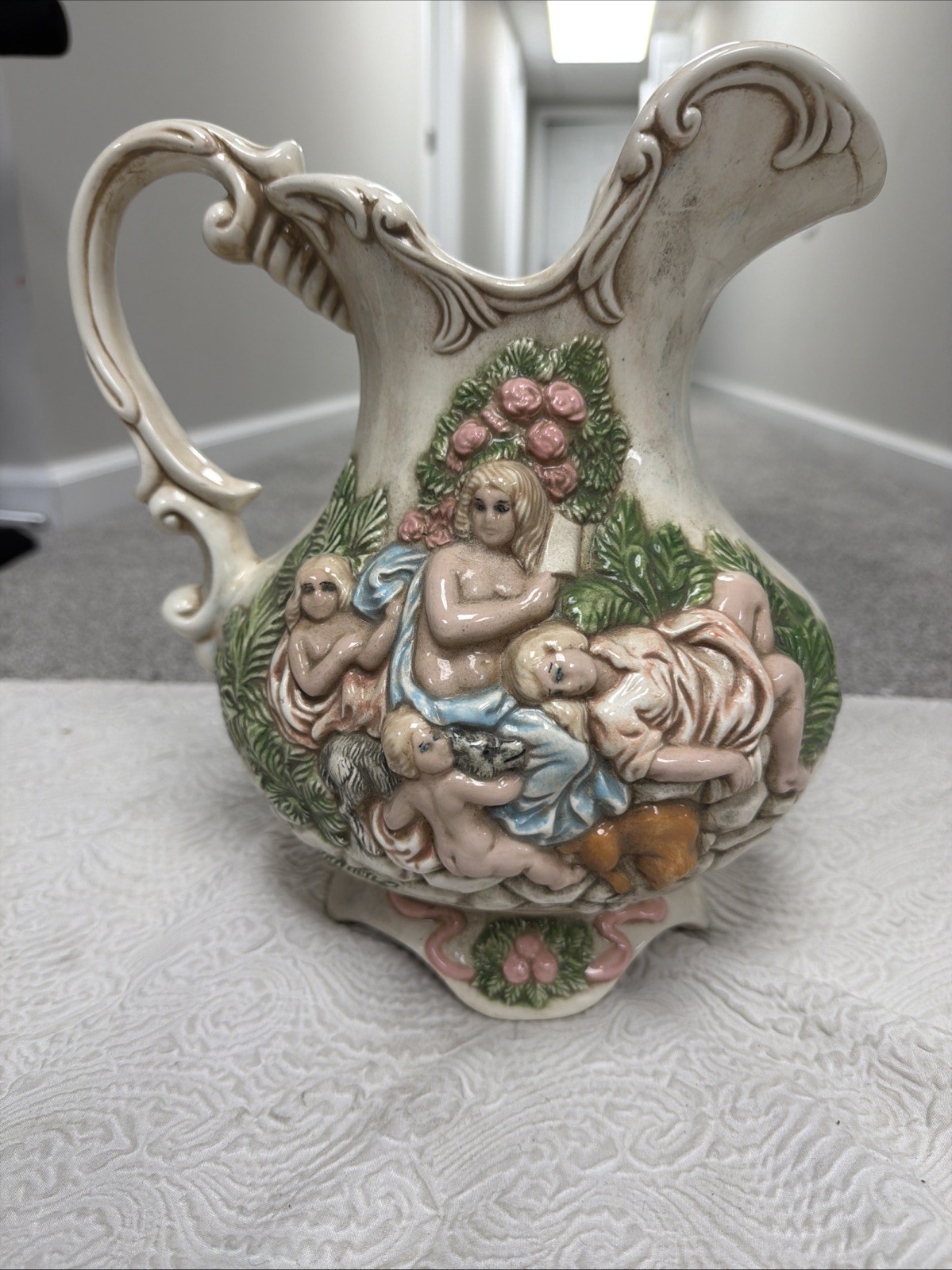 Vintage Capodimonte Hand-Painted Depicting Nudes Cherubs and Classical Figures