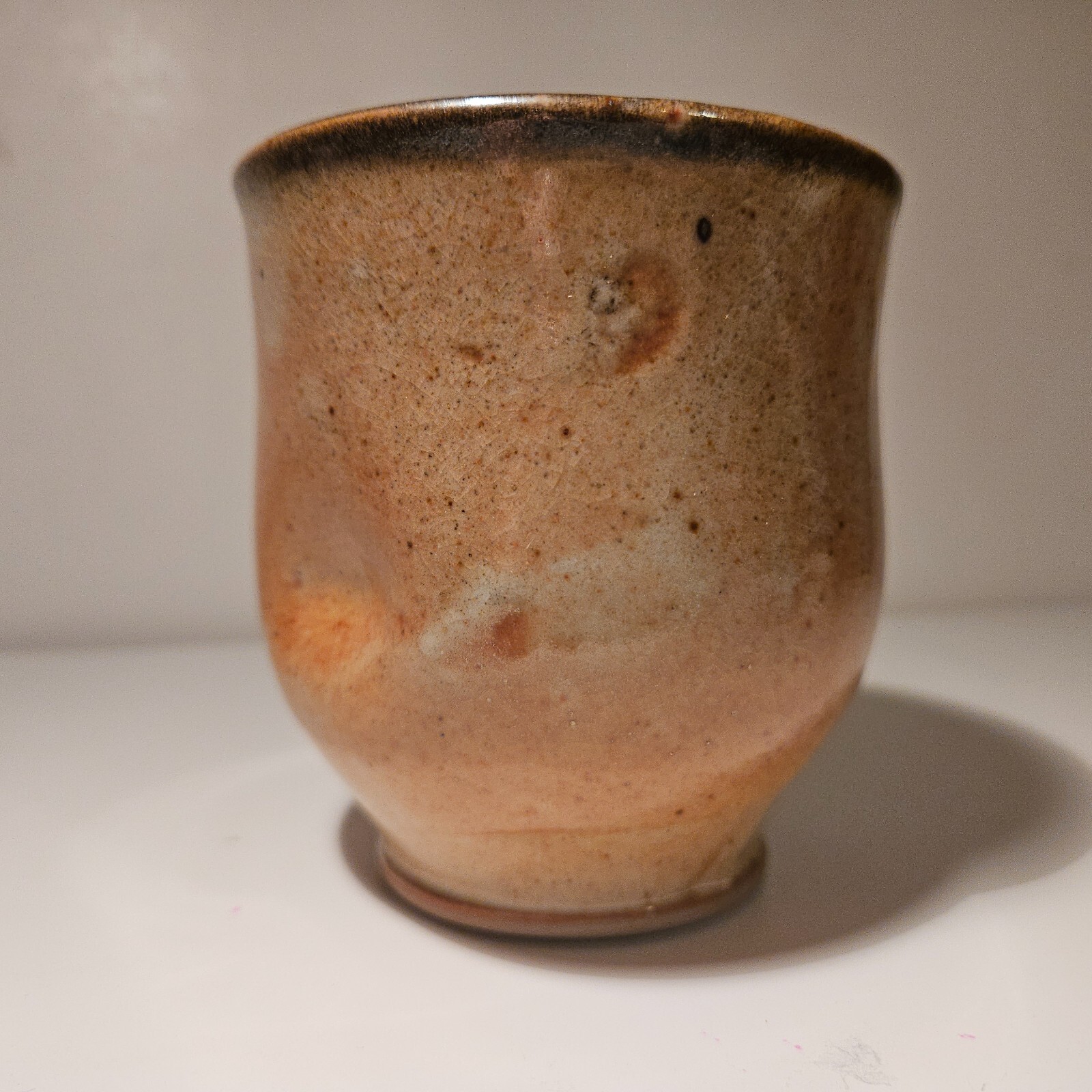 Marti Mocahbee Studio Pottery Cup Mug Thumb Print Indent Signed 3.75″H 12 oz USA