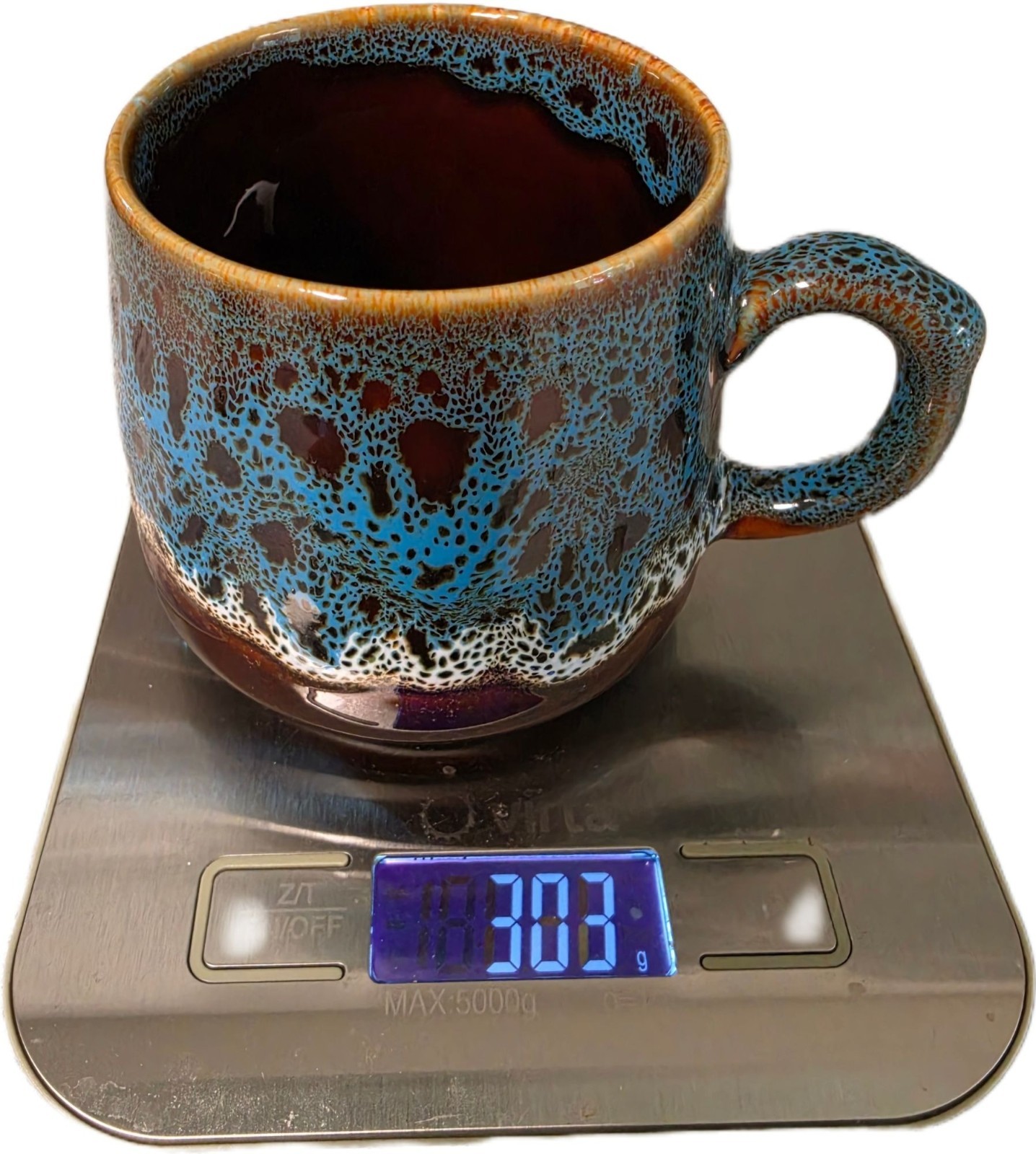 Vintage Studio Pottery Lava Drip Glaze Ceramic Coffee Mug Tea Cup Blue Brown EUC