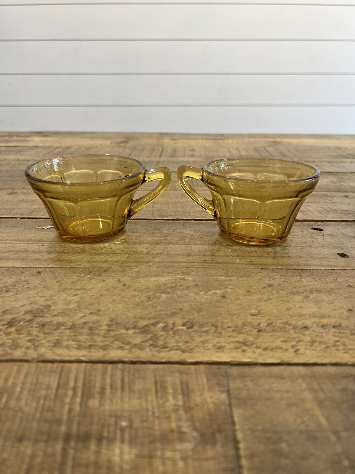 Diamond Glass Co. VICTORY AMBER Cup, Depression Glass, Set Of 2