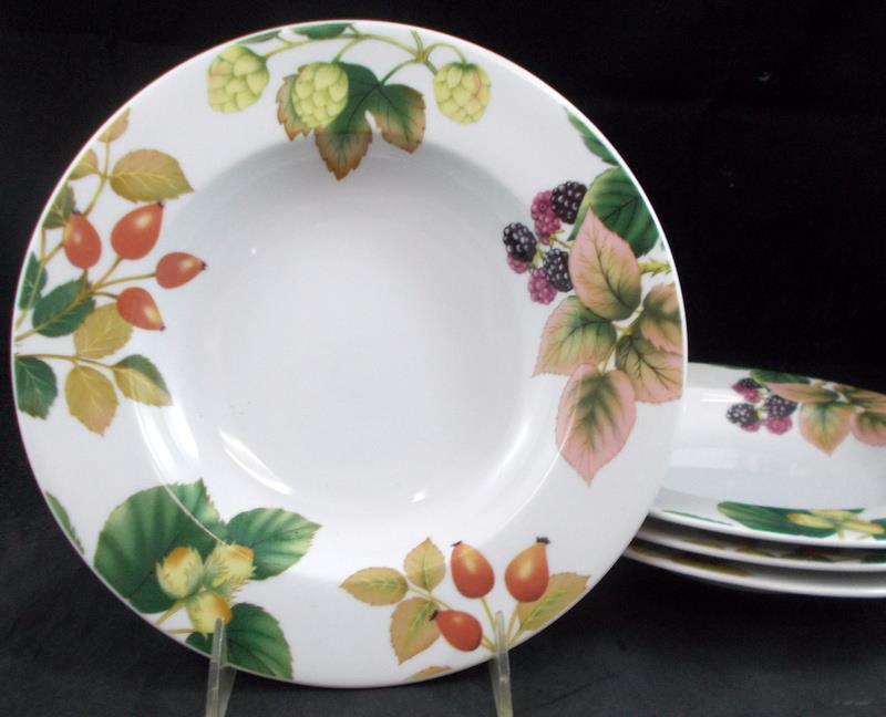 Nancy Calhoun English Country Fruit Set of 4 Large Rim Soup Bowls