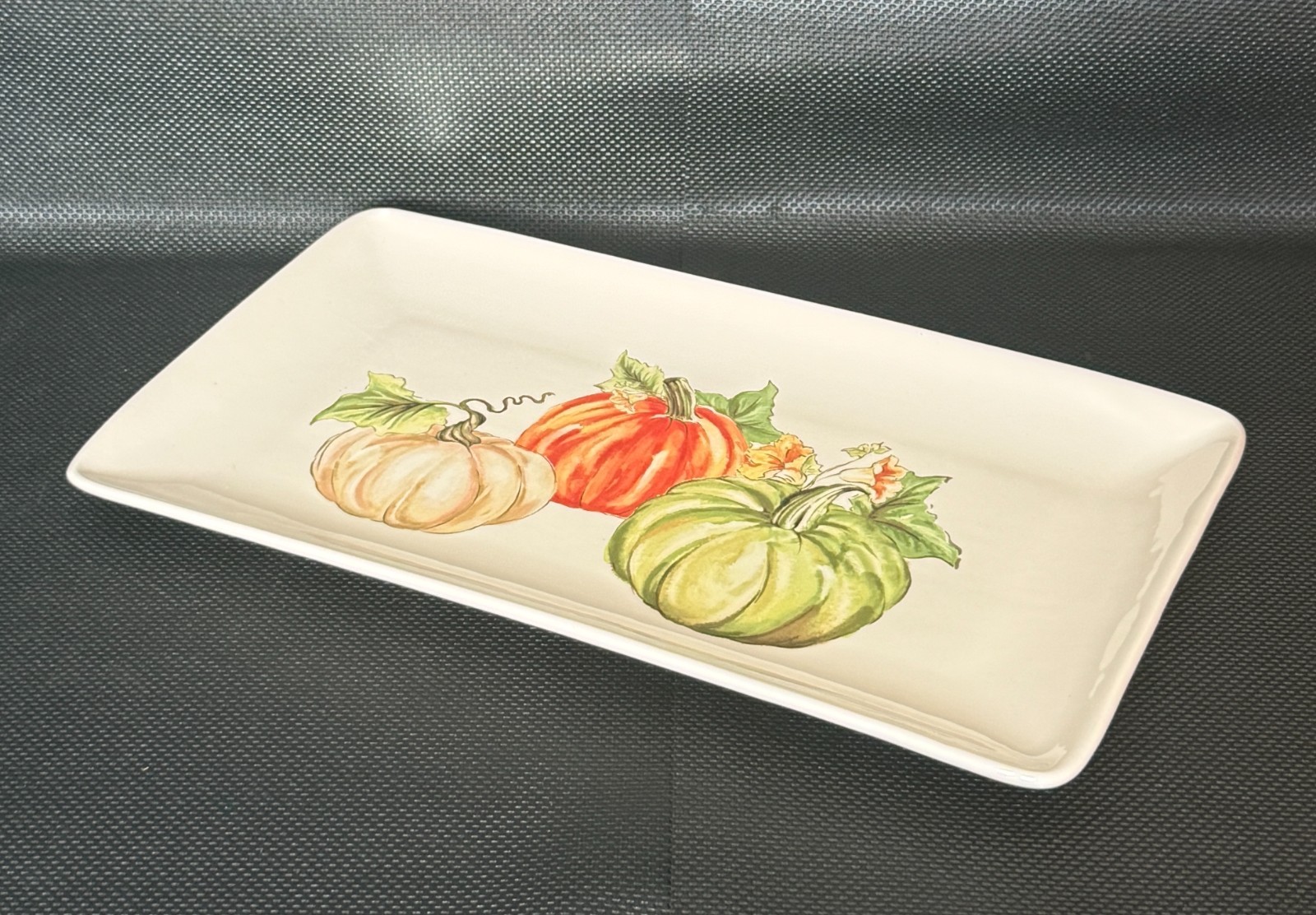 Sur La Table Pumpkin Fall Harvest Rectangular Serving Platter 14″X8″ Earthenware