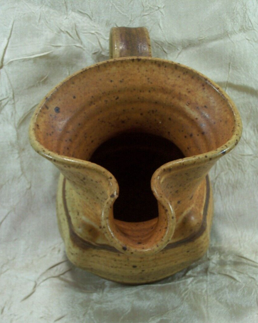 Vintage Studio Art Pottery Creamer Stoneware Handmade 3.5” X 5” 1970s Signed