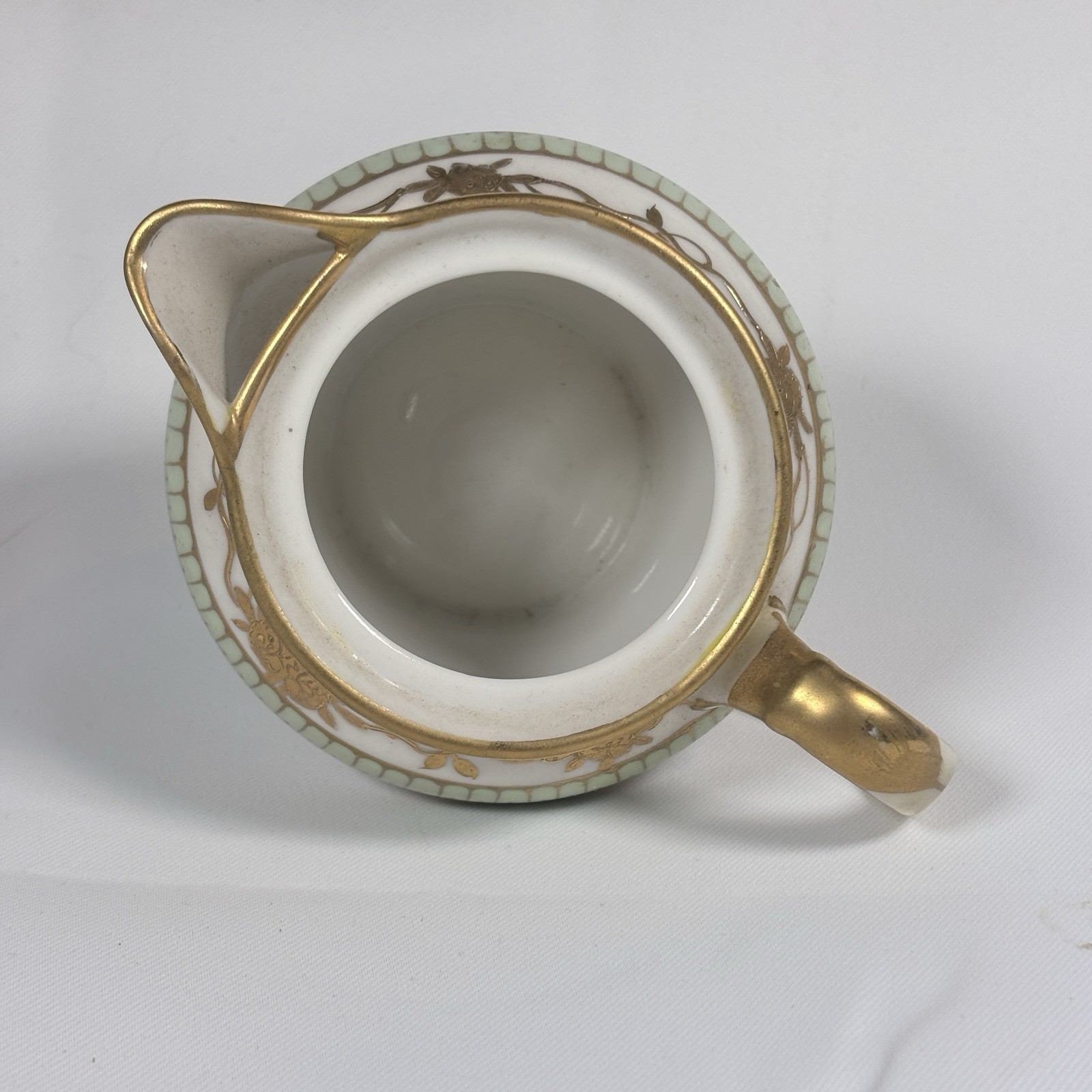 Antique Nippon Hand Painted Porcelain Creamer with lid And Saucer