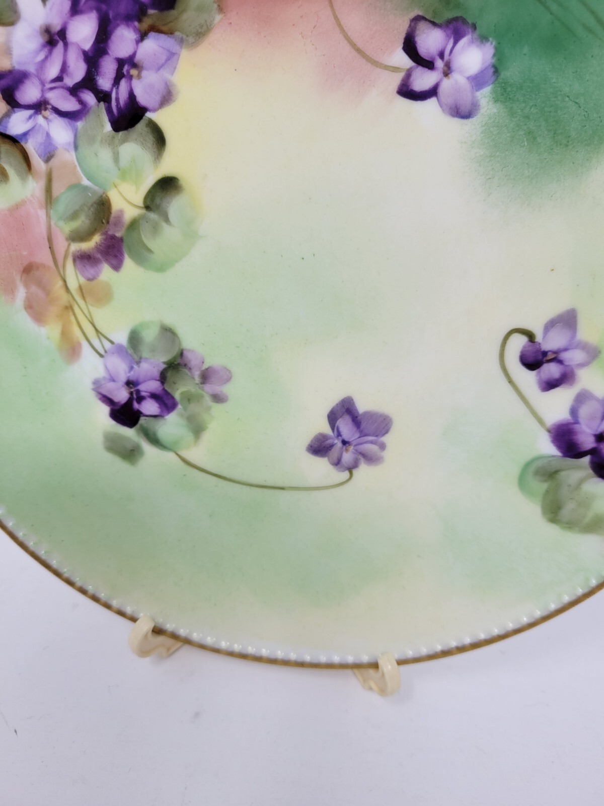 Pickard Decorated Plate by F. M. James Artist Violets 7 1/2″ – Haviland Limoges