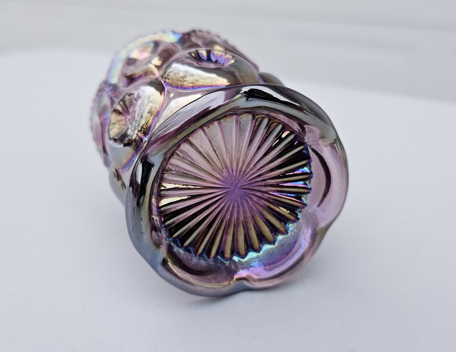 Moon And Star Glass Amethyst Purple Carnival Scallop Base Toothpick Holder