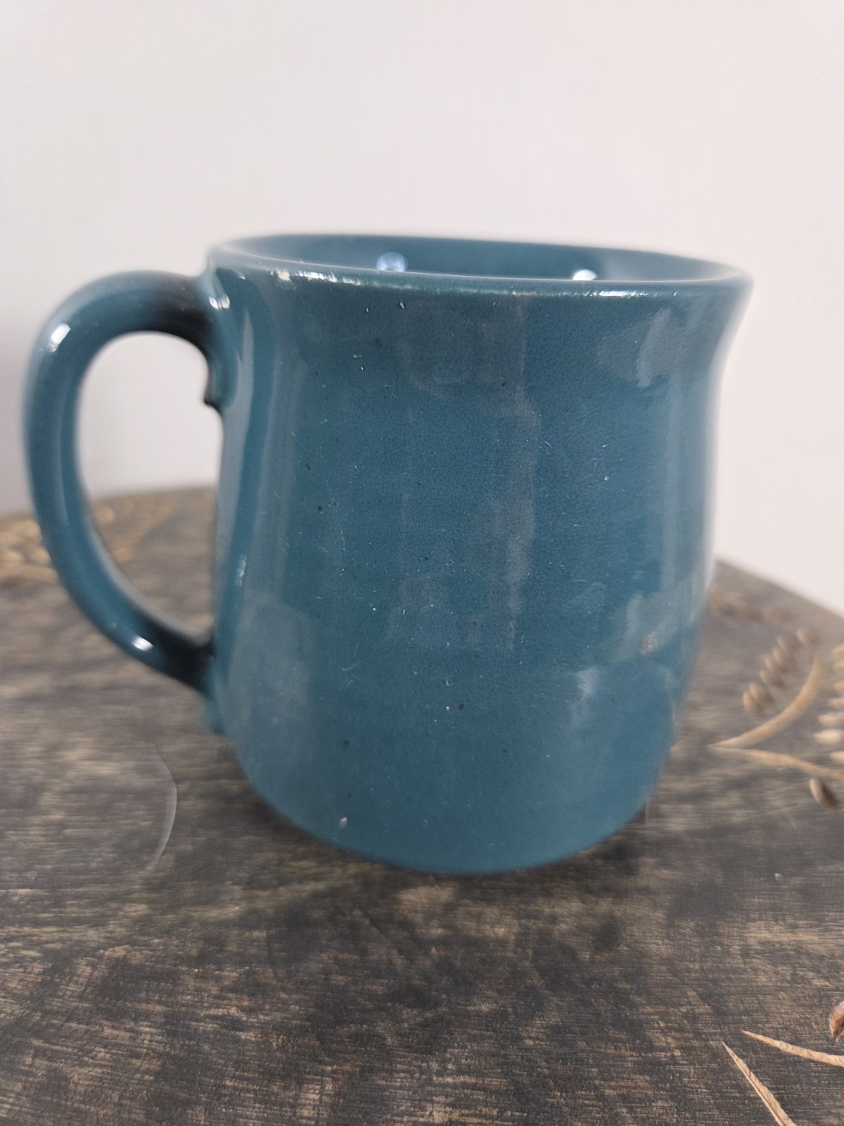 Covered Bridge Onion River Pottery Green Blue Coffee Cup Mug