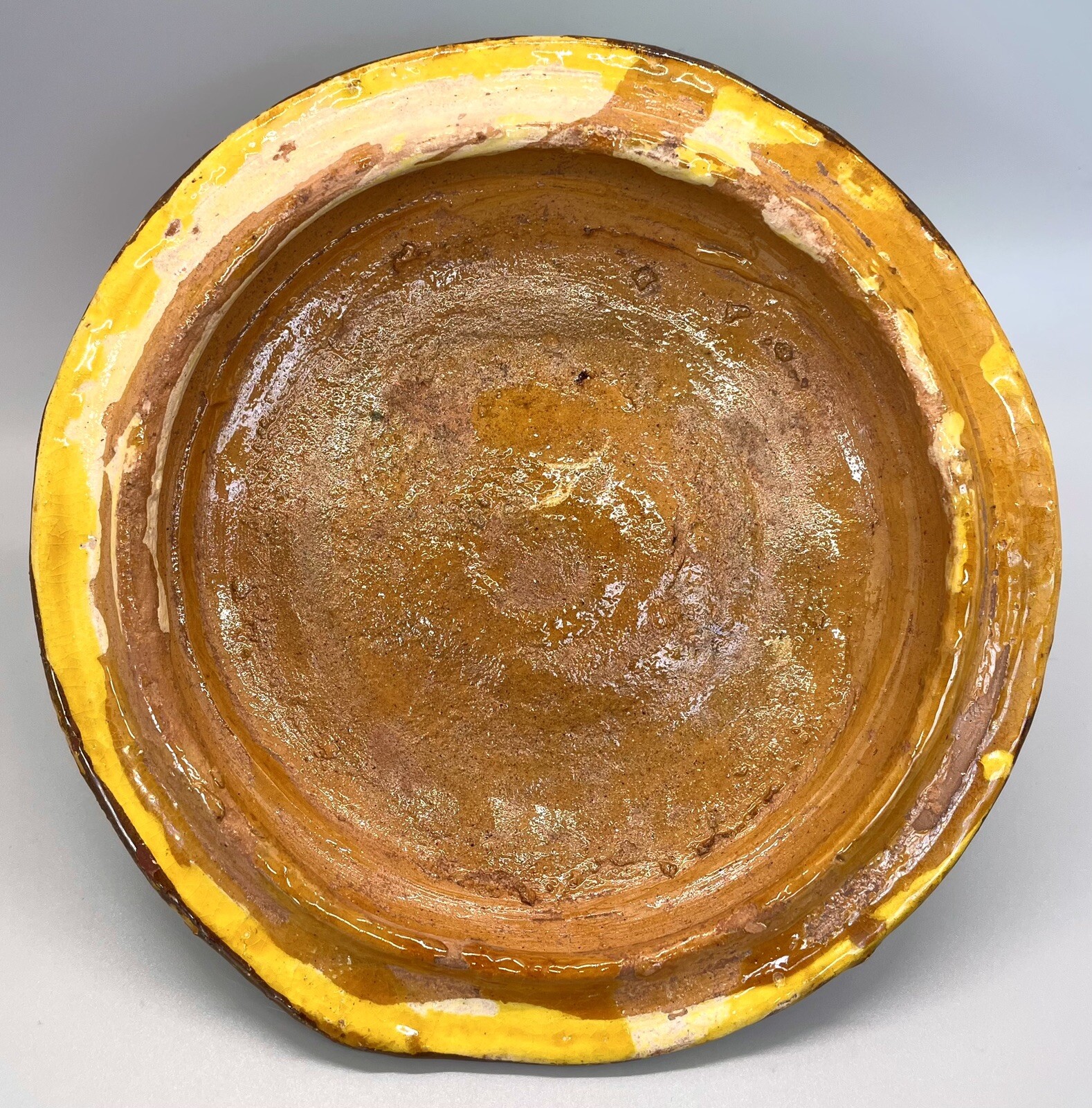 Antique Yellow Multan Sindh Pottery Dish Hand Painted Earthenware
