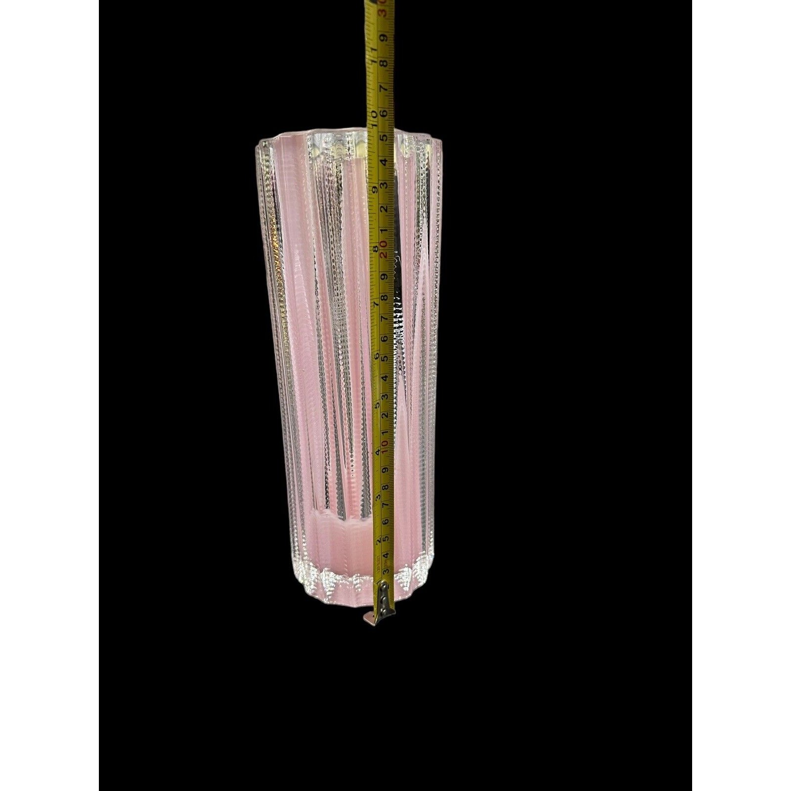 Matt Kolbrener – New Hand Blown Pink Splash Threaded Vase OOAK Signed Dated 10”