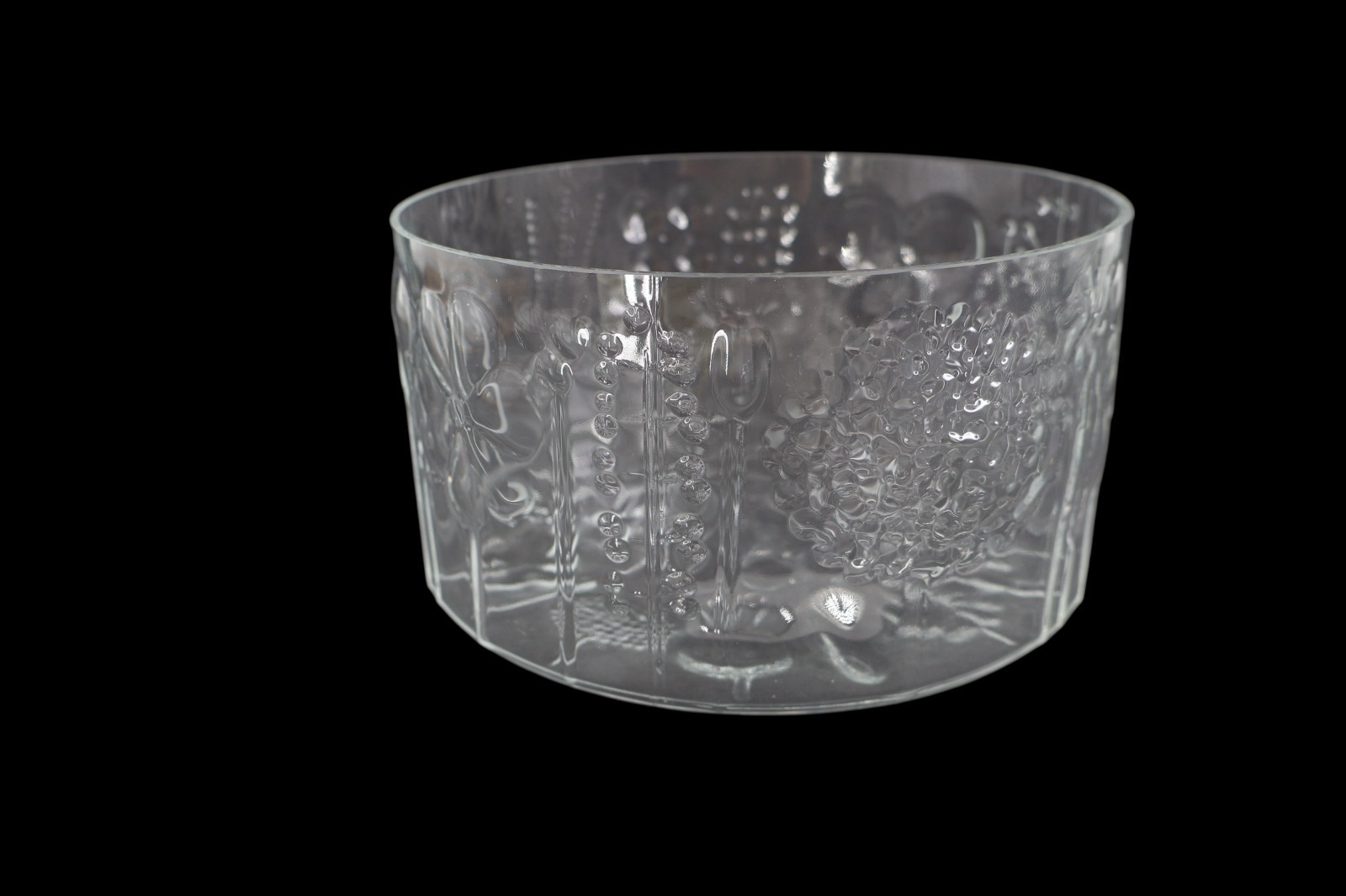 Oiva Toikka Flora Clear Glass Bowl for Iittala Nuutajärvi Finland 1960’s 7.5″