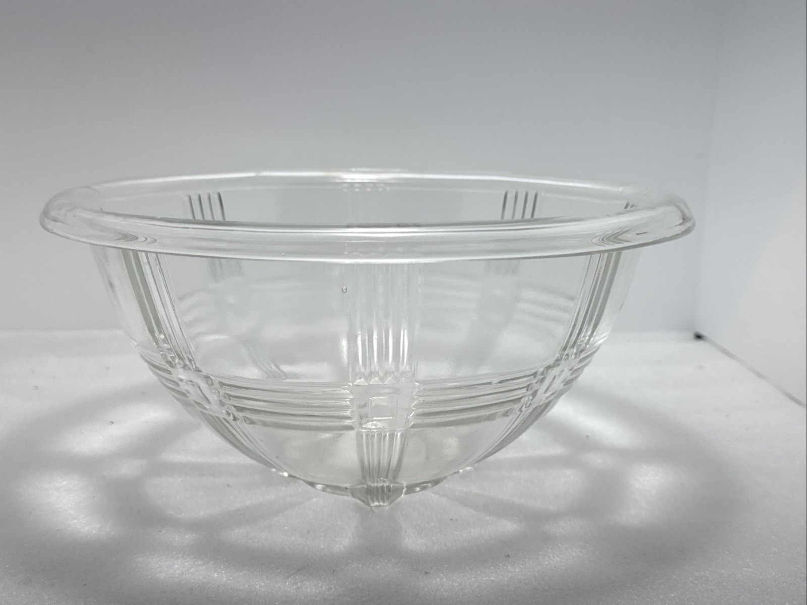 Vintage HAZEL ATLAS Clear Mixing Bowl Criss Cross Rolled Rim Lot 0f 2