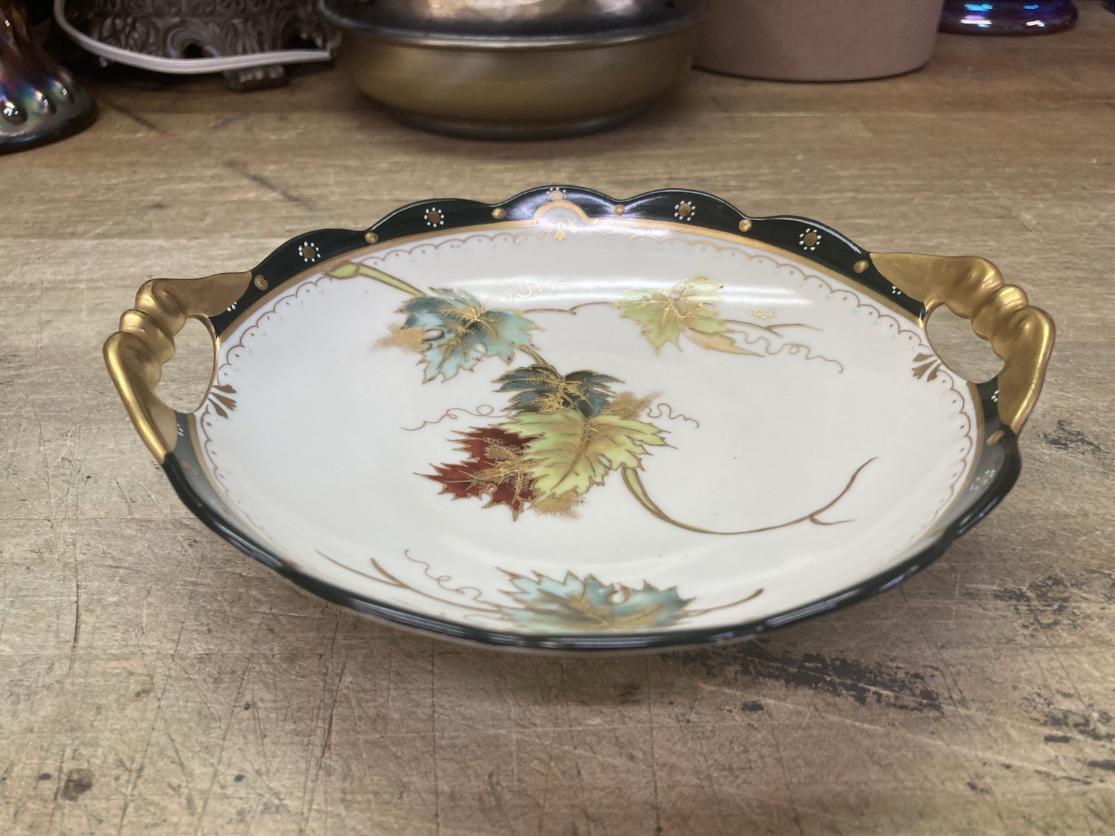 Lovely Antique Hand Painted Bowl / Austria / Pickard China / Fall Leaves