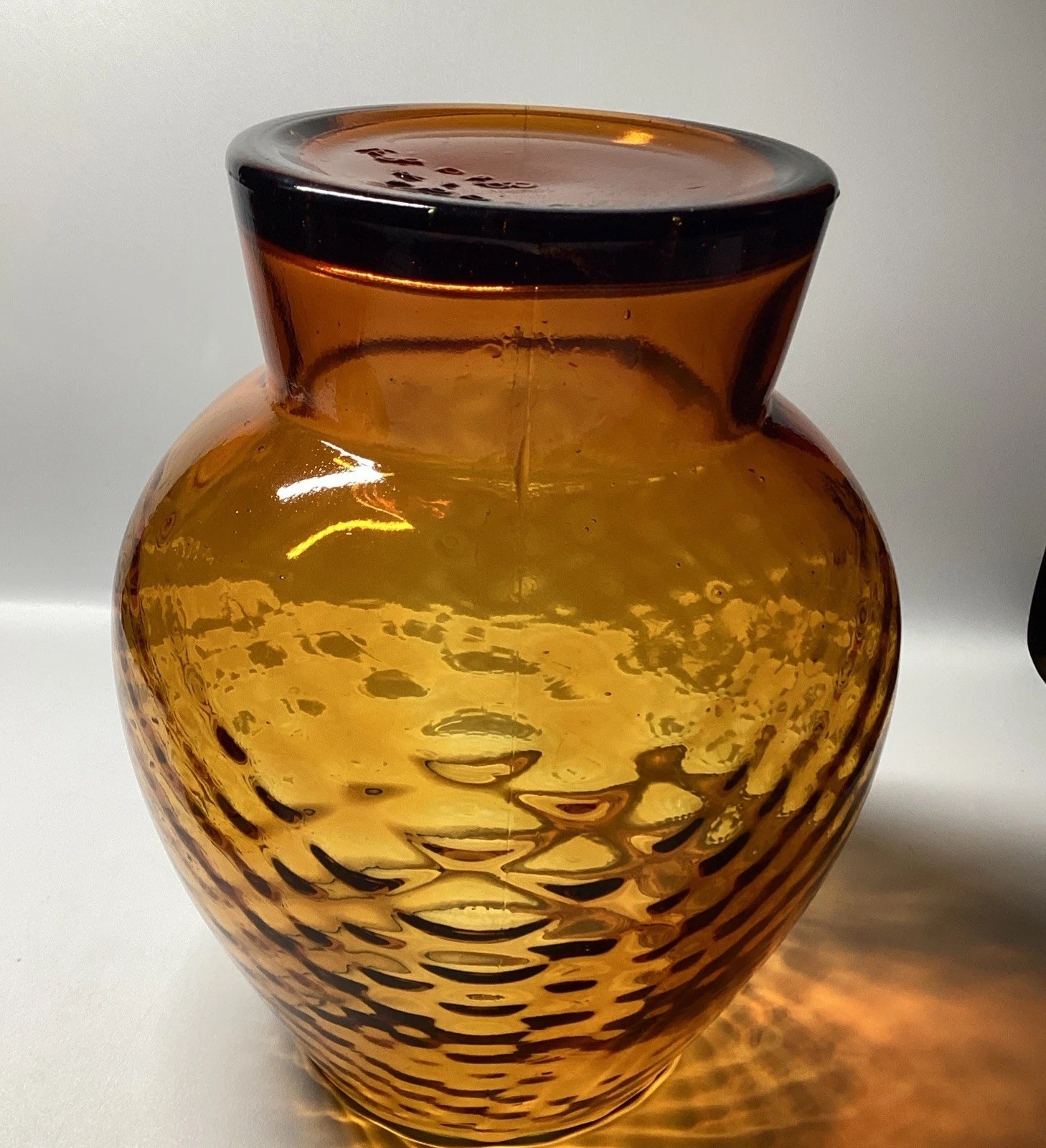 Vintage Italian Empoli Amber Glass Apothecary Candy Compote Jar